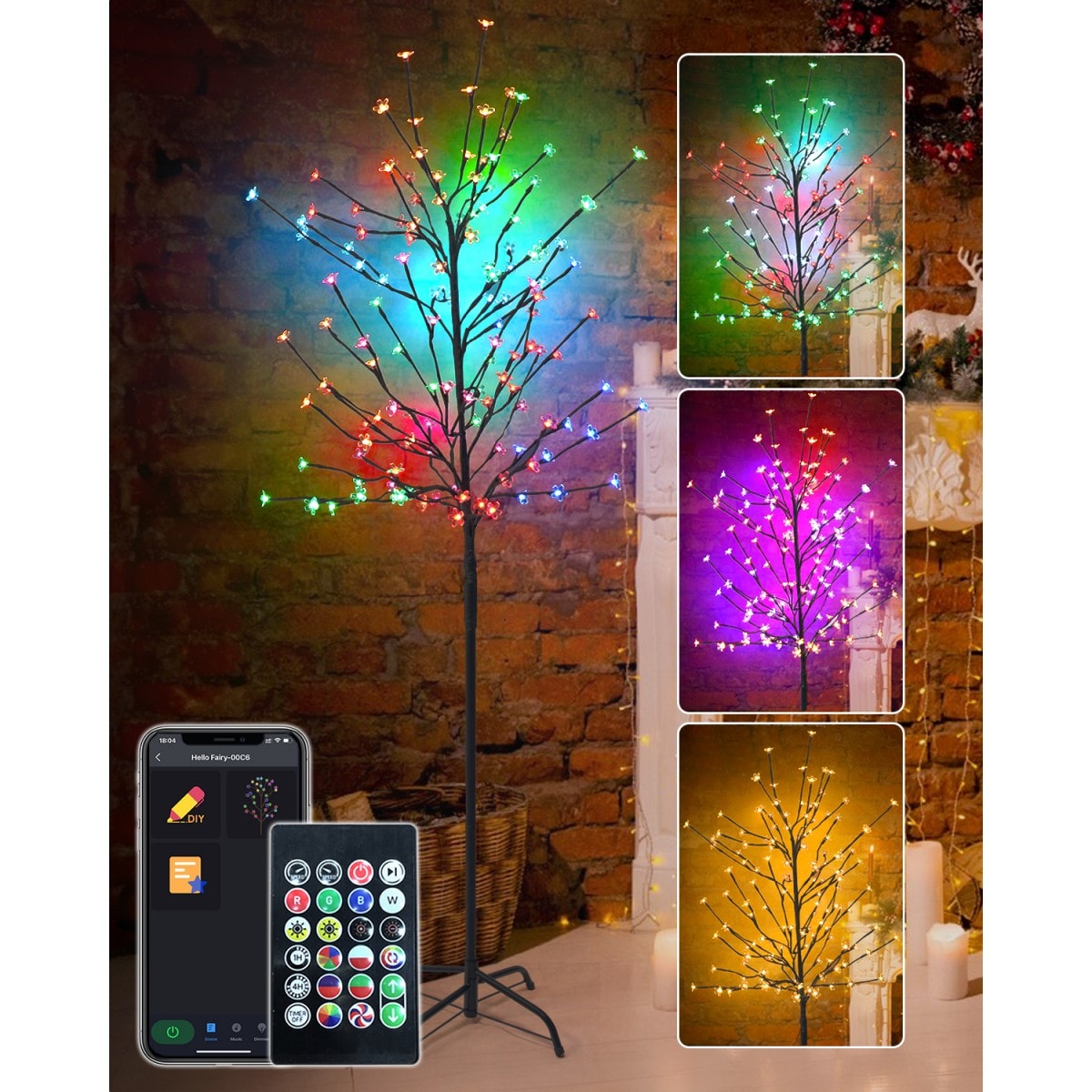 Avatar Controls 6-Feet Oakmont spruce Pre-lit Slim White Artificial Christmas Tree with Color Changing LED Lights #6FTABSL71