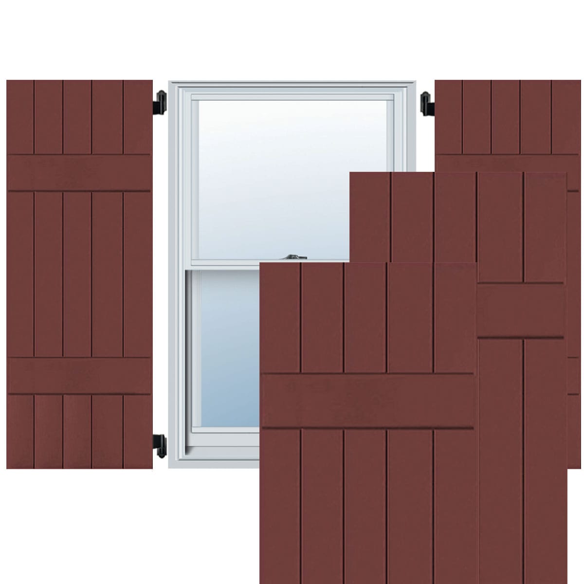 Ekena Millwork RWB18X039CRP 18-in W x 39-in H Cottage Red Board and batten Wood Exterior Shutters ( 2 -Pack )