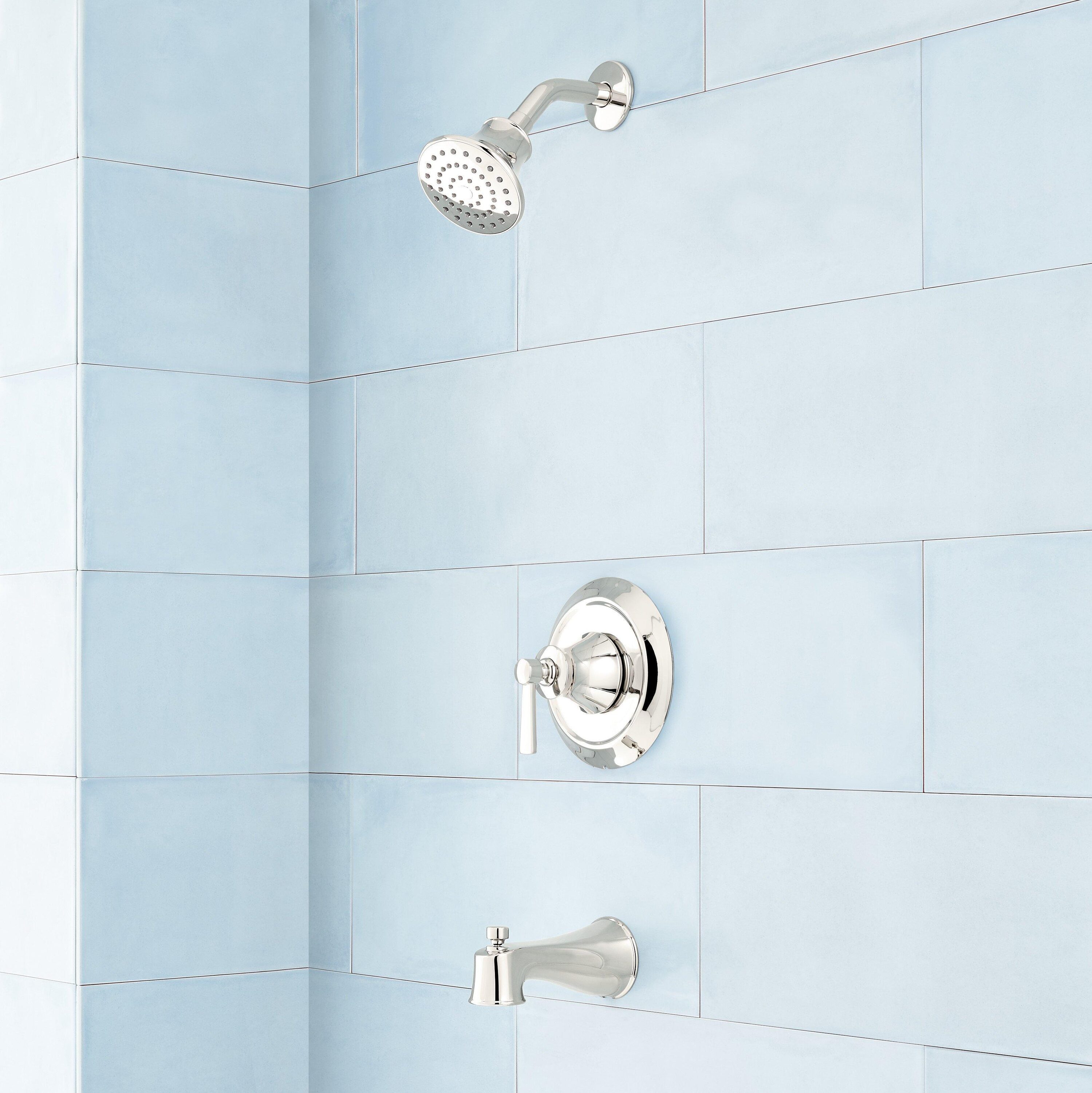 Signature Hardware 449070 Polished Nickel 1-handle Single function 4.0625-Inches Round Bathtub and shower Faucet with Valve