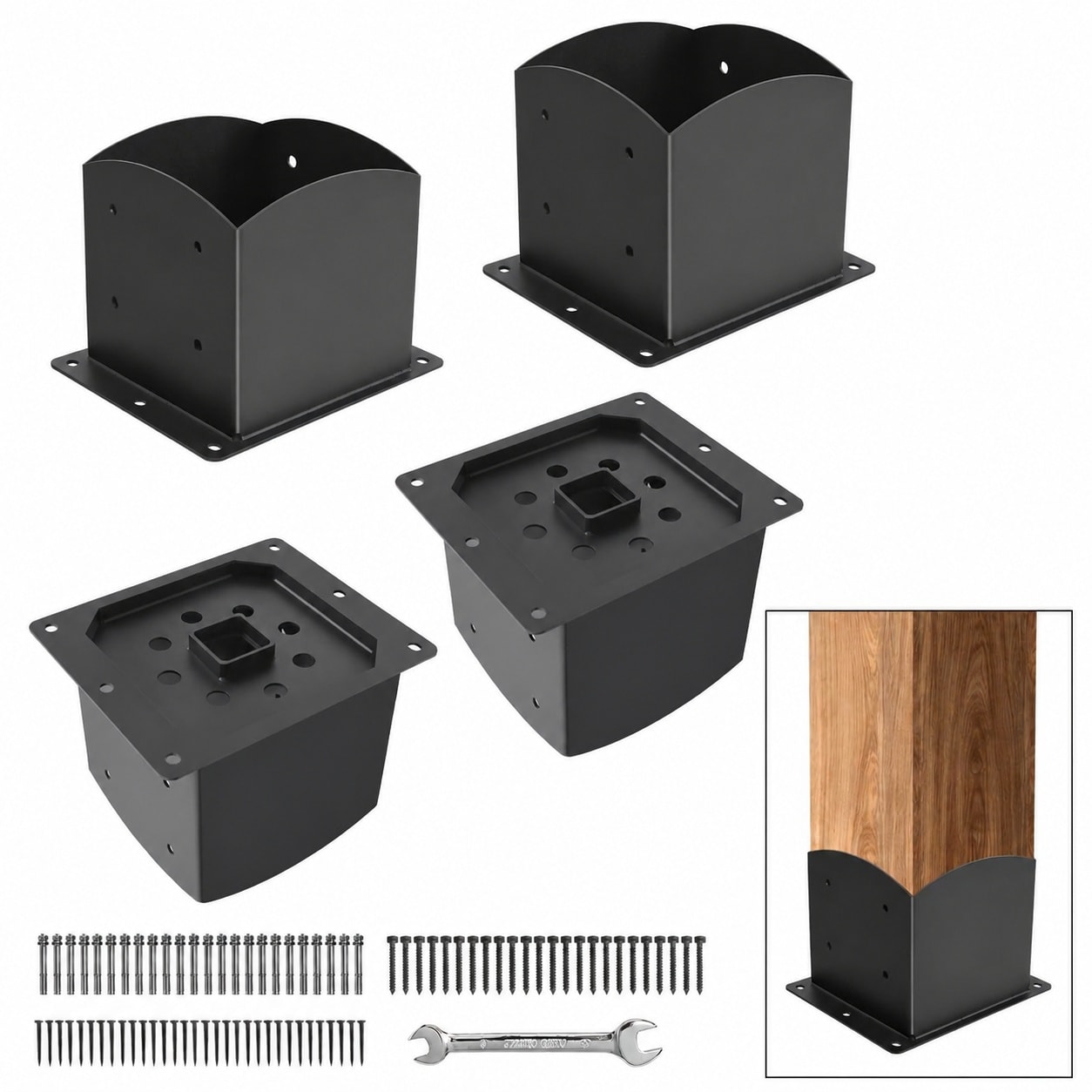 DYRCJ  Post Base 4 Pcs 6x6 Wood Fence Post Anchor Base Heavy Duty Powder Coated Steel Pergola Brackets Post Support Bracket for Outdoor Pavilion