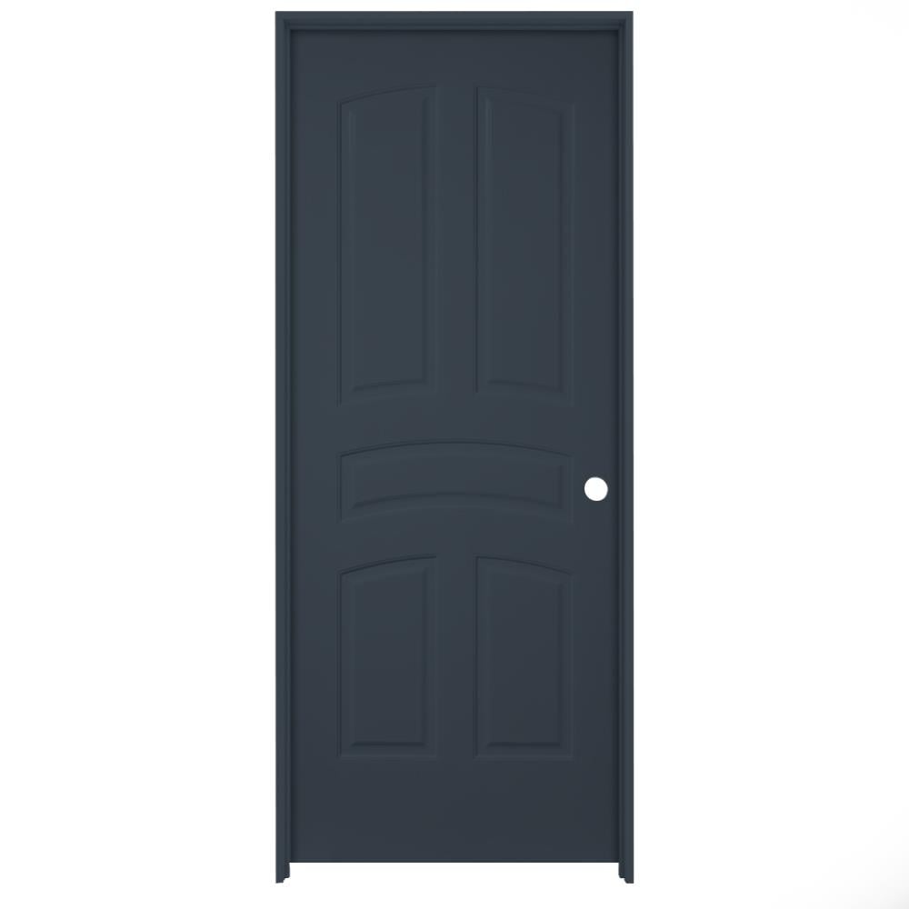 American Building Supply LO967002 24-in x 80-in Slate Solid core 5-panel arch top Left hand Smooth Prefinished MDF Flat Jamb Single Prehung Interior Door