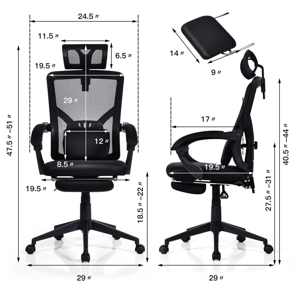CASAINC WF-HYSN-65904BK Office-Chairs - View #3