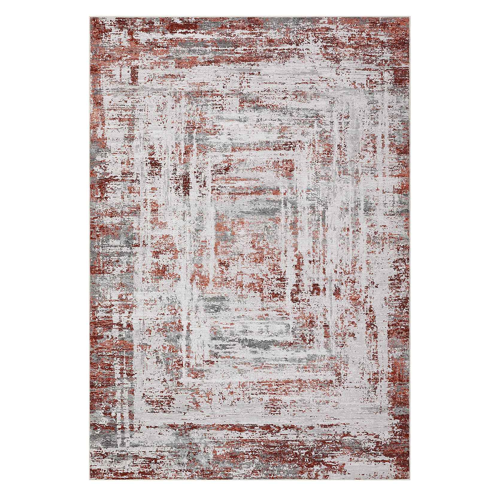 Qeetex LSN-PHO-16LRYY3U 8 x 10 ft Polyester Initation Cashmere Red Rectangular Hallway Bathroom Entryway Kitchen Office Foldable Abstract Modern Washable Area Rug