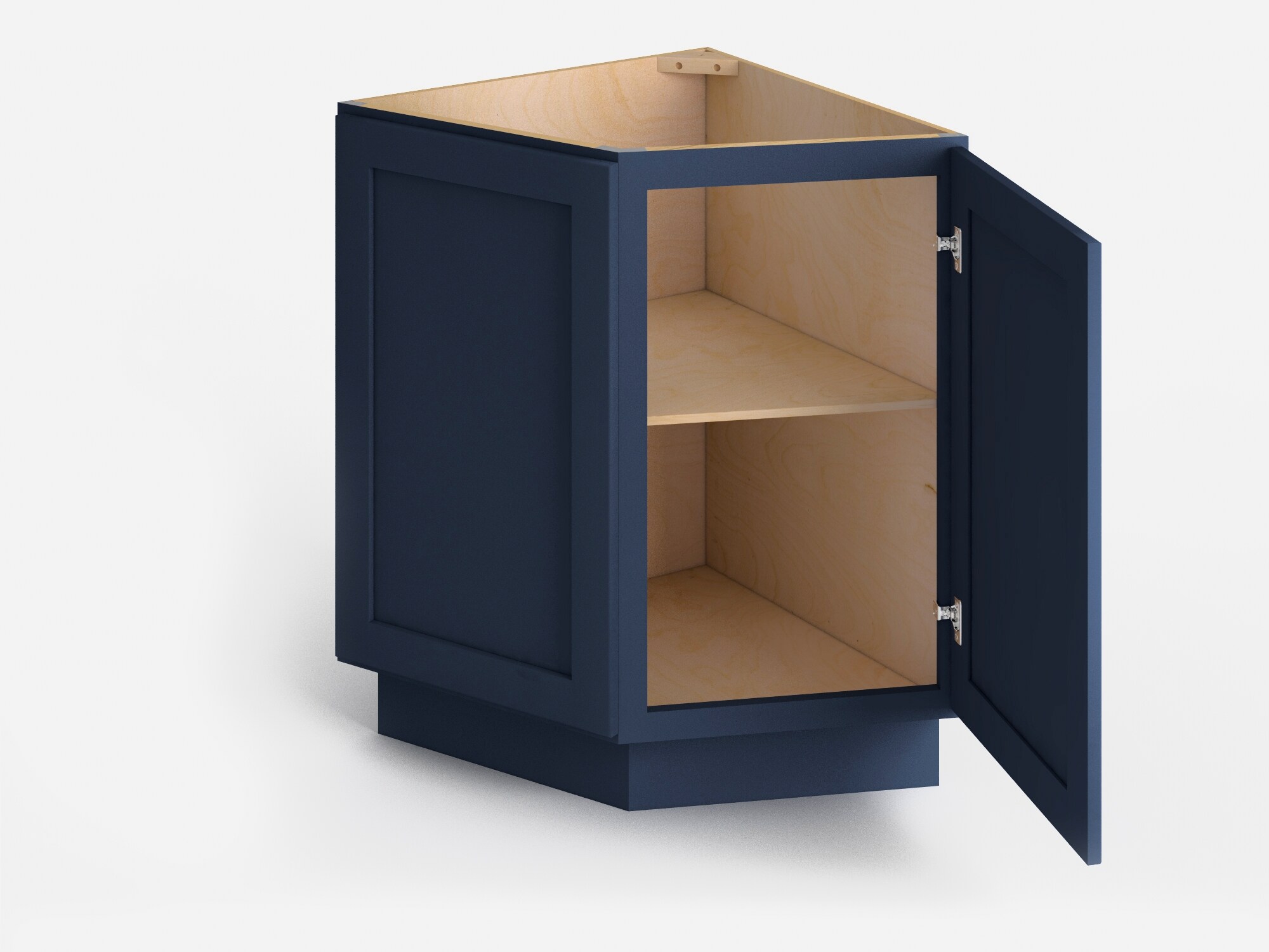 Valleywood Cabinetry 24-in W x 30-in H x 24-in D Marine Blue Birch Diagonal Corner Wall Ready To Assemble Plywood Cabinet (Flat Panel Shaker Style)