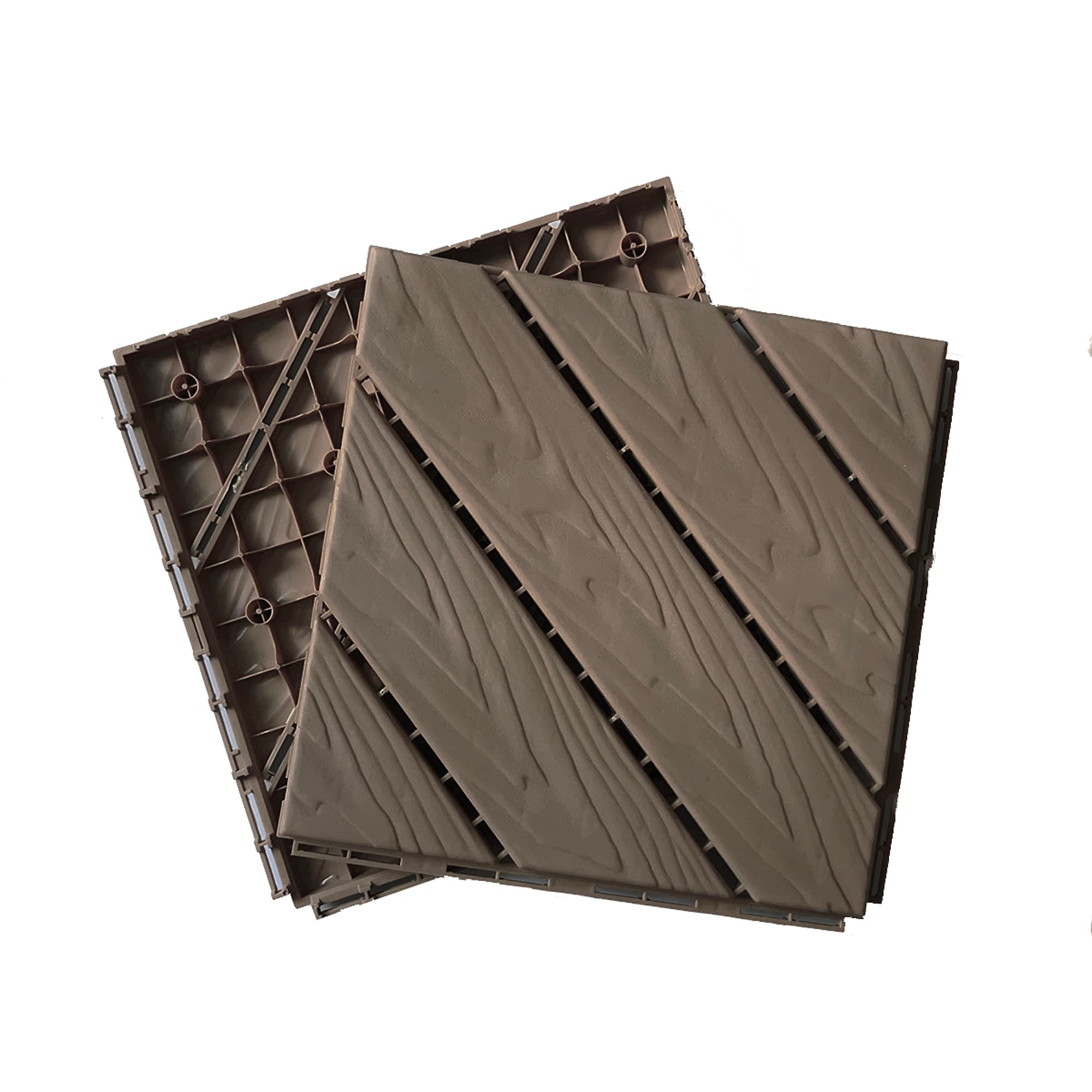 Bybafun YC0100014 12-in x 12-in 35 -Pack Light Coffee Prefinished Vinyl/Plastic Deck tile ( 35-sq ft )