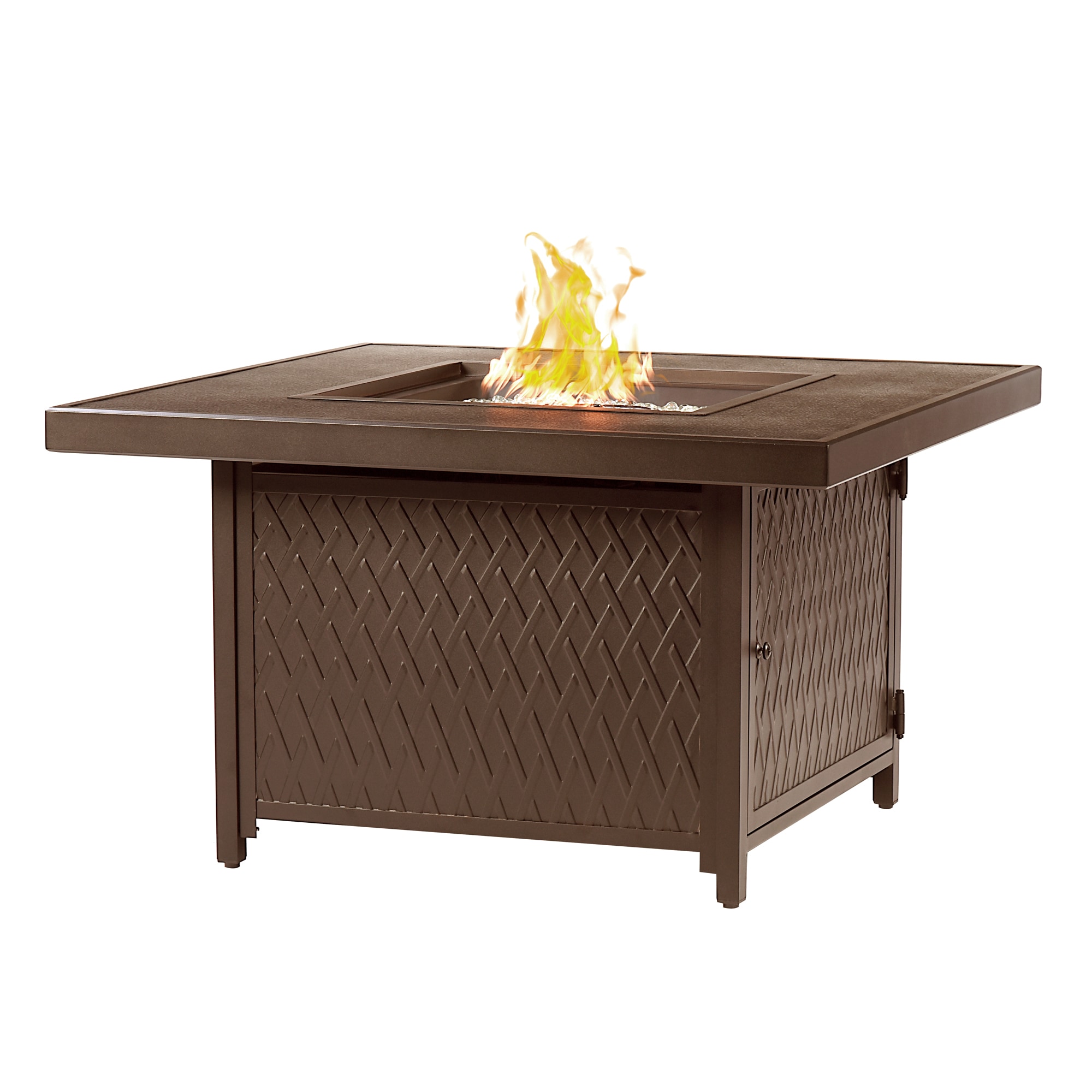 Oakland Living FARO-FPT-BN 42-in W Brown Portable Aluminum Square Liquid propane Fire pit table