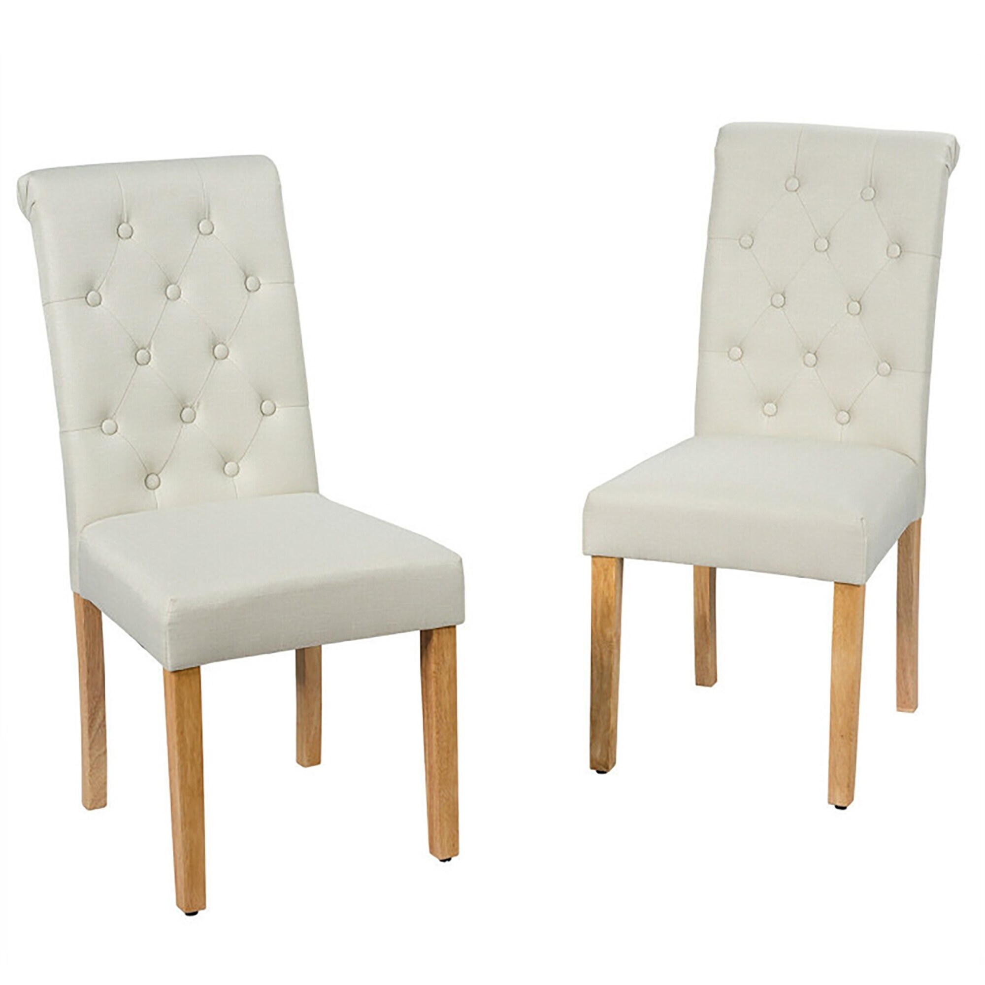 Sumyeg HM-W21222911 Set of 2-Pieces Tufted Dining Chair Set Contemporary/Modern Linen Upholstered Dining Side Chair (Wood Frame)