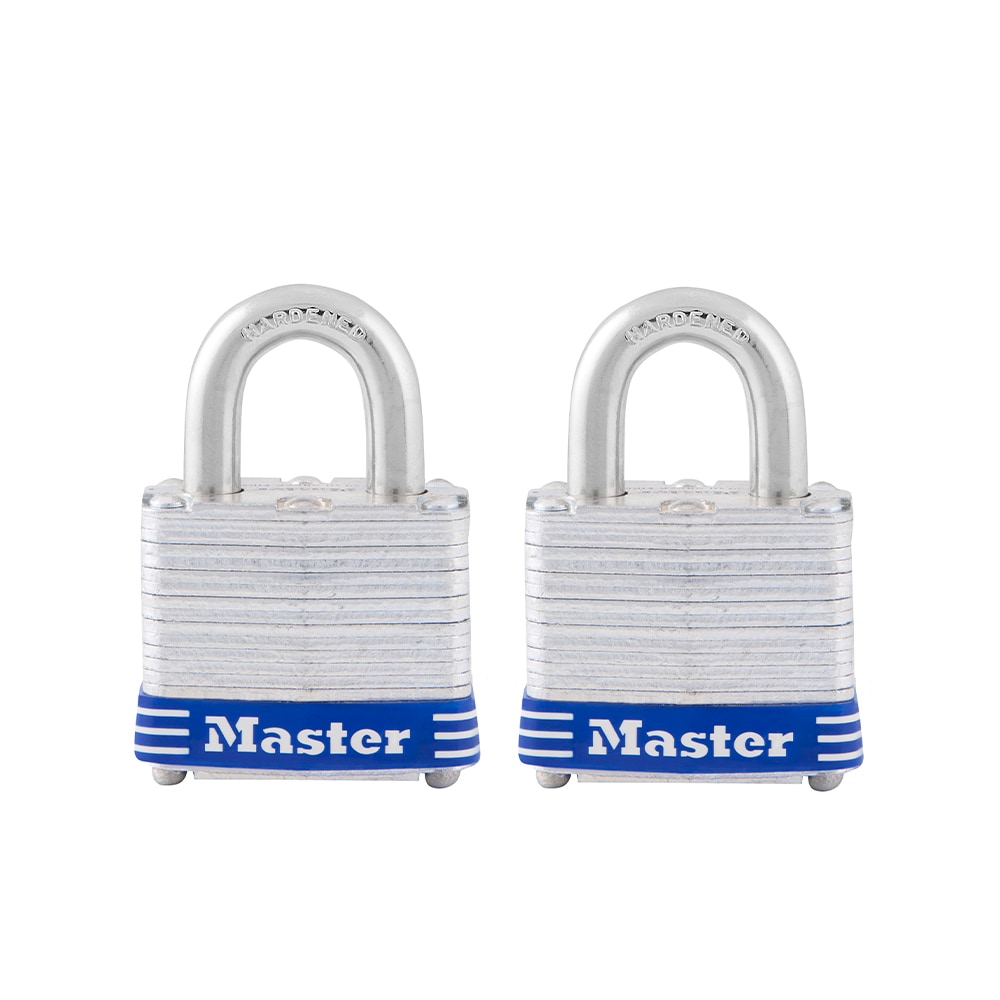 Master Lock Outdoor Keyed Padlock, 1-3/8-in Wide x 3/4-in Shackle Keyed  Alike (2-Pack) in the Padlocks department at