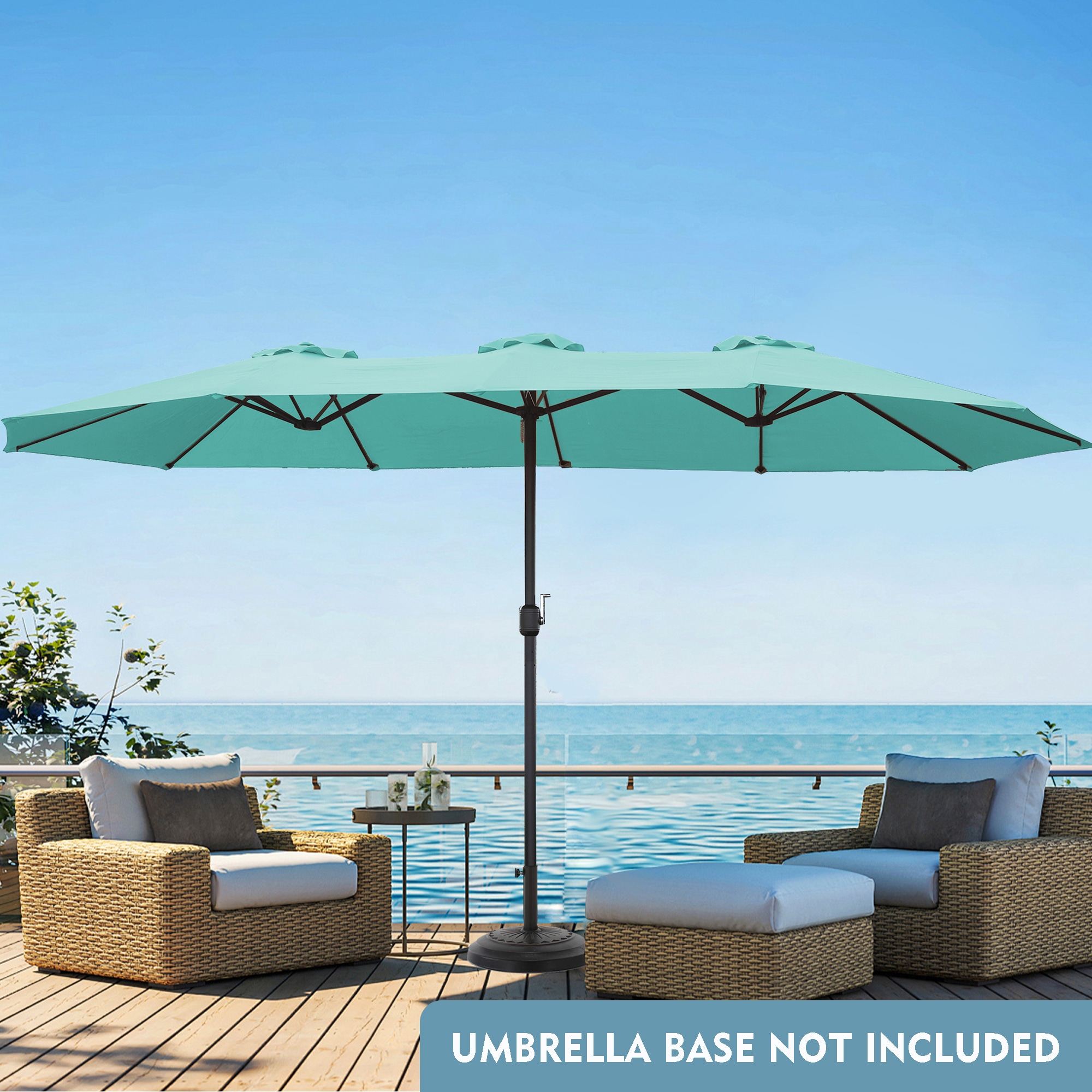 Fun Orange FUNS1HW32 14.86-ft Steel Green No-tilt Market Patio Umbrella