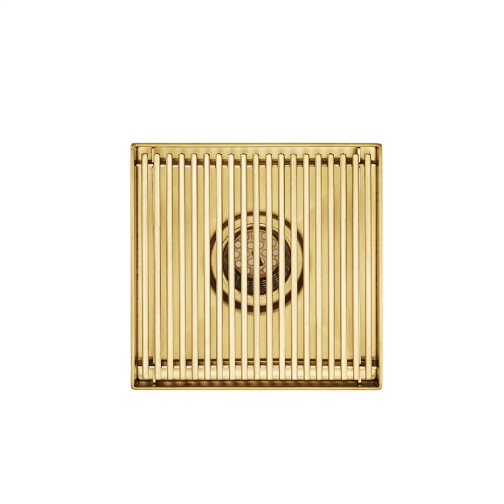 Satico Stainless Steel Square Shower Floor Drain with Square Pattern Drain Cover, Brushed Gold