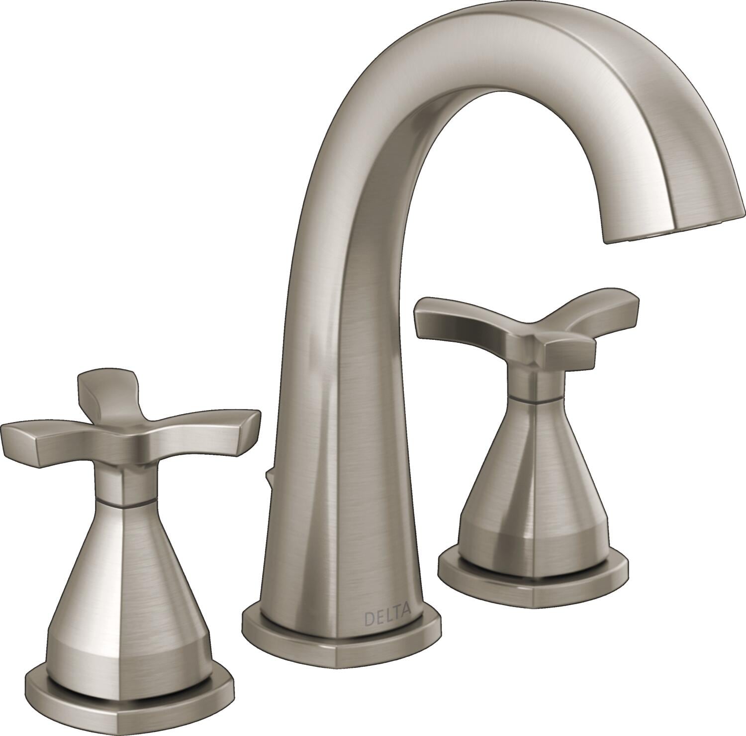 Delta 357756-SS-PR-MPU-DST Stryke Lumicoat Stainless Widespread 2-handle WaterSense High-arc Residential Handle Bathroom Sink Faucet with Drain