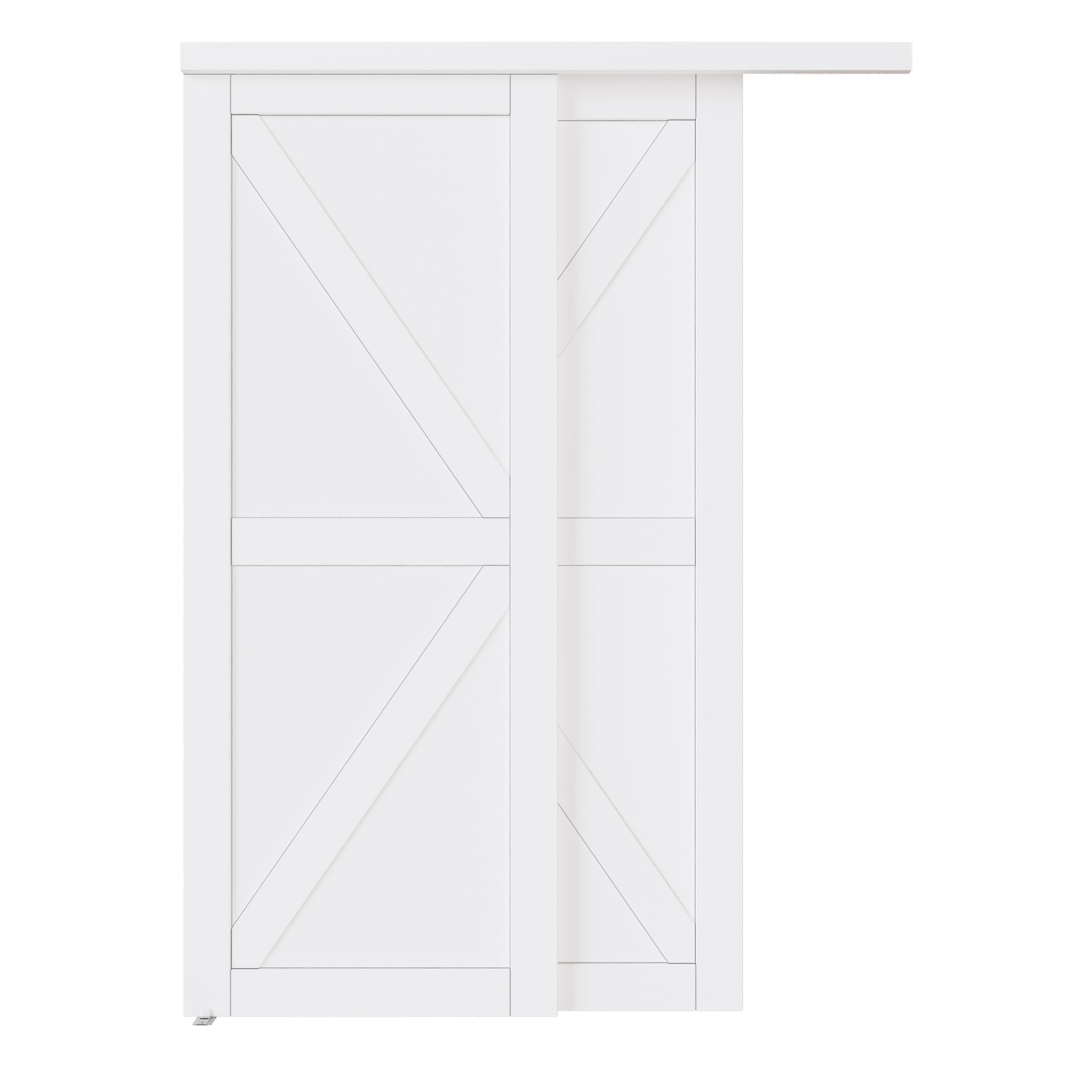JUJUBON IN-CD-SLK-TL-60 Closet Door 60-in x 80-in White K-frame Smooth Solid core Prefinished MDF Closet Sliding Door ( Hardware Included )