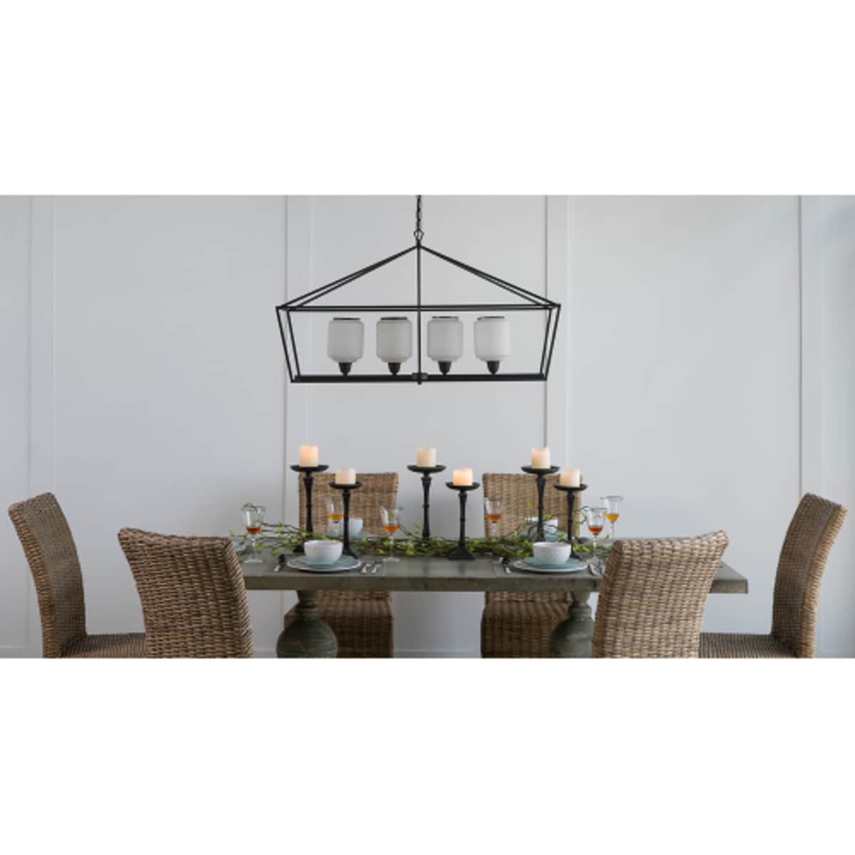 FAVSH 41.7x14.2x23.8inch Iron Chandelier Sleek Industrial Style Hanging Light