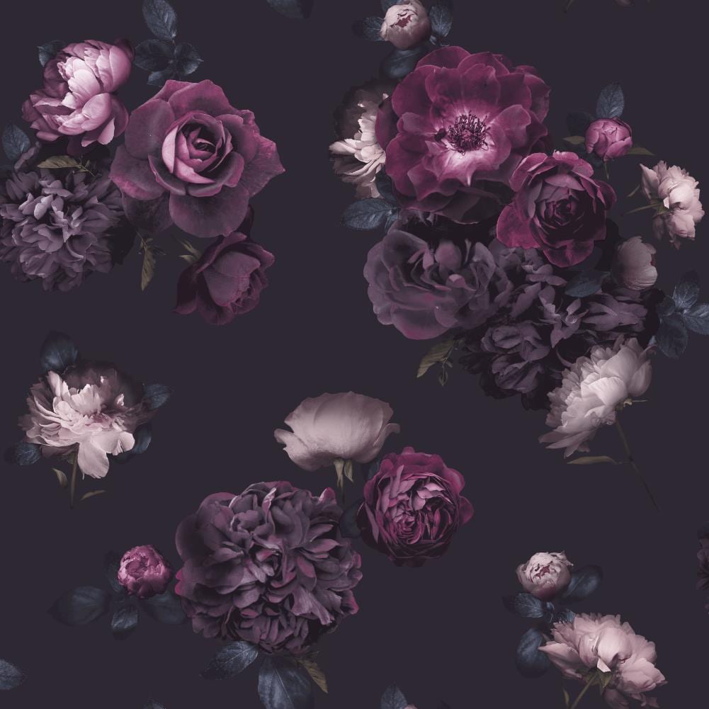 Gsquare Wallpaper Flower Black Background Wallpaper HD Media Quality  Wallpaper Available In All Size For Living Room, Bed Rooms Purple Color  Size- ( 72  Height x 48 Width ) 