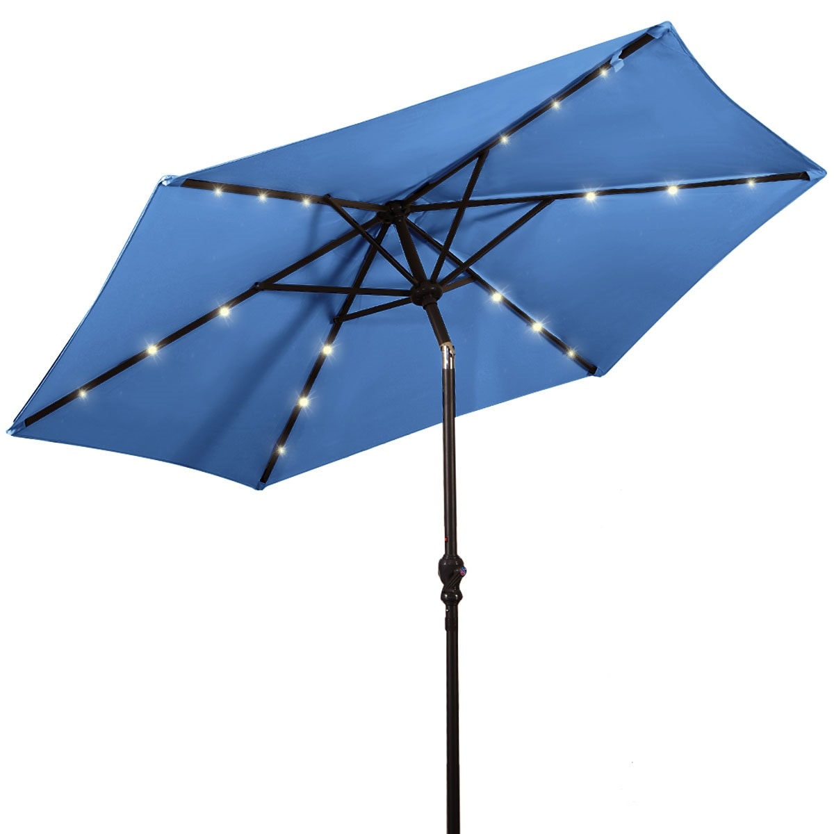 Costway OP2804BL 9-ft Steel Blue Market Patio Umbrella with Lights