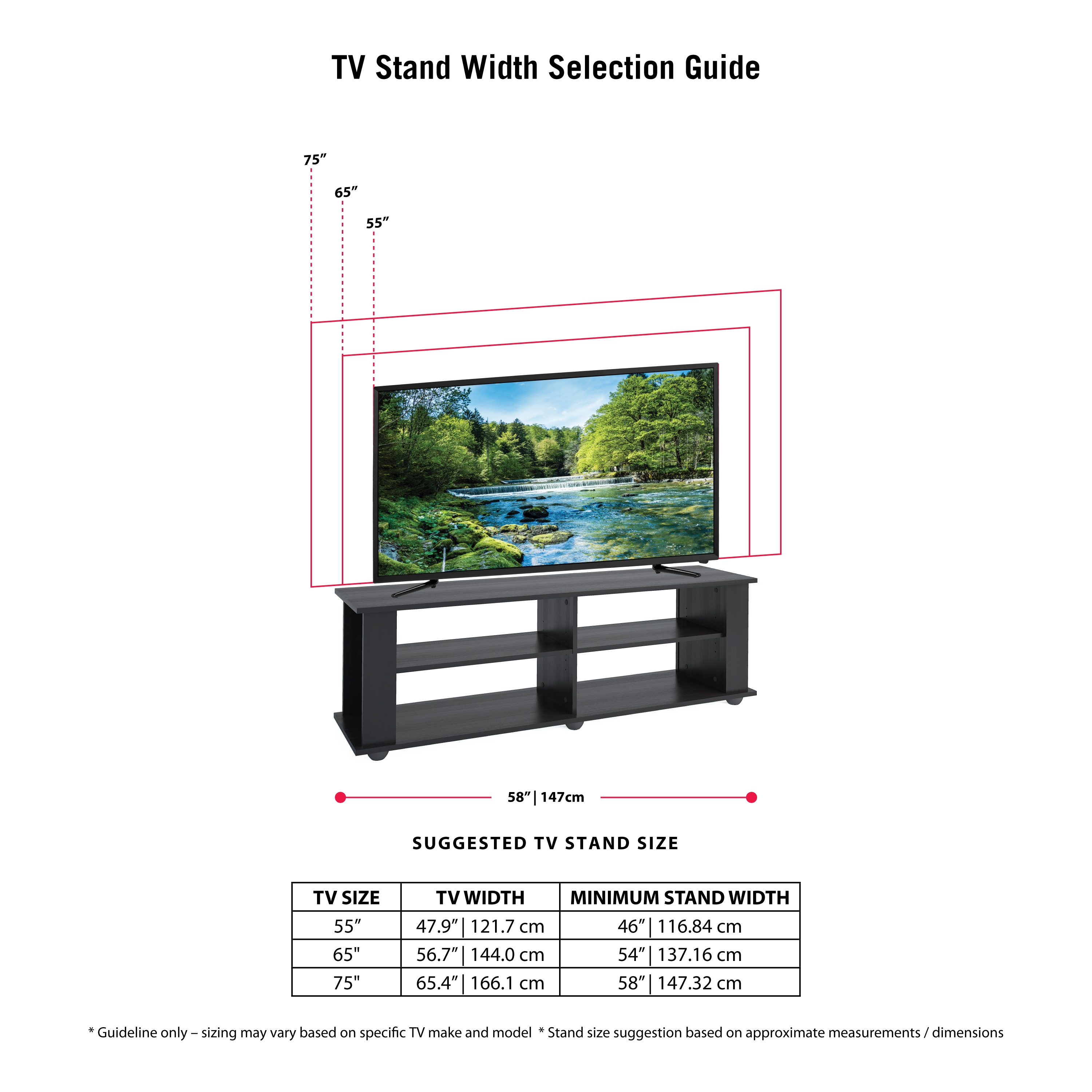 Ravenwood Black 62" Media Console with Adjustable Shelves