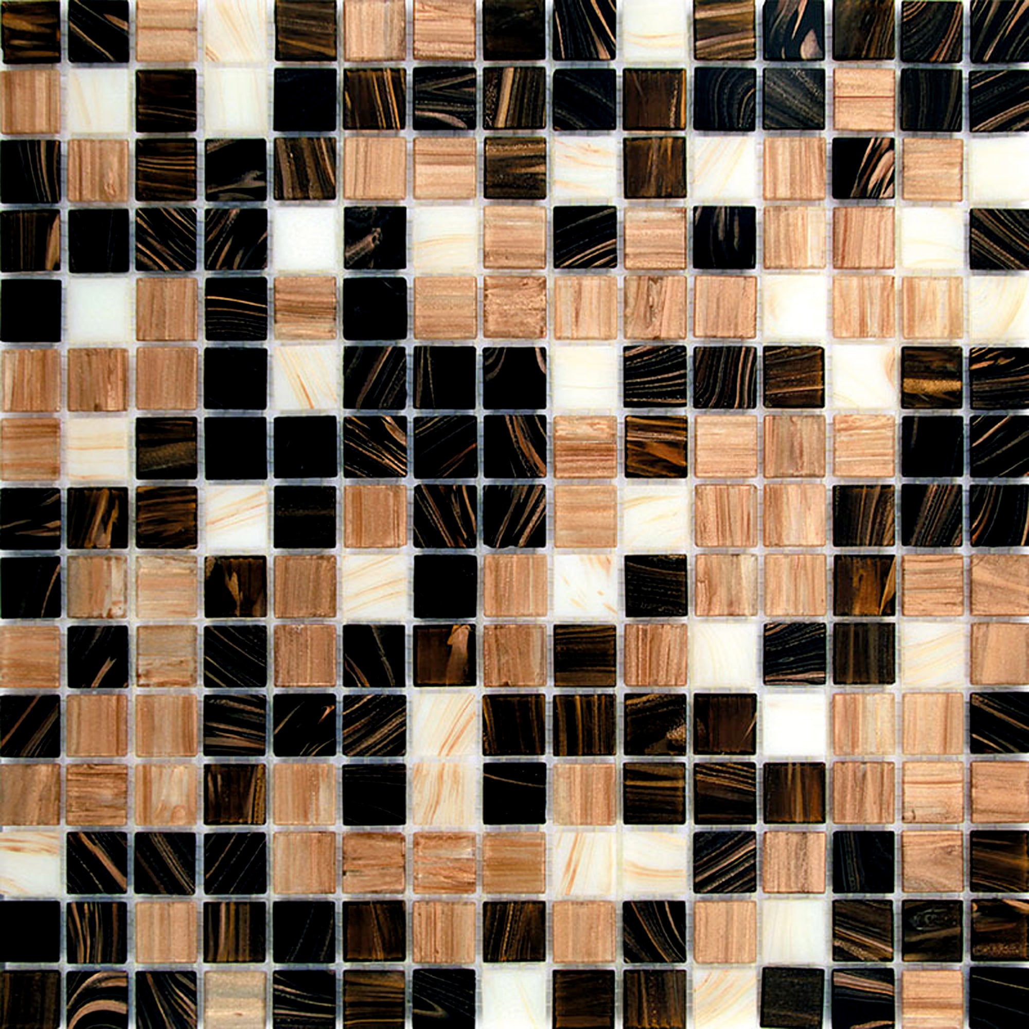 Apollo Tile MIX2088BR618A Mingles Brown and Beige 12-in x 12-in Glossy Glass Mosaic Floor and Wall Tile (20-sq. ft/ Carton)