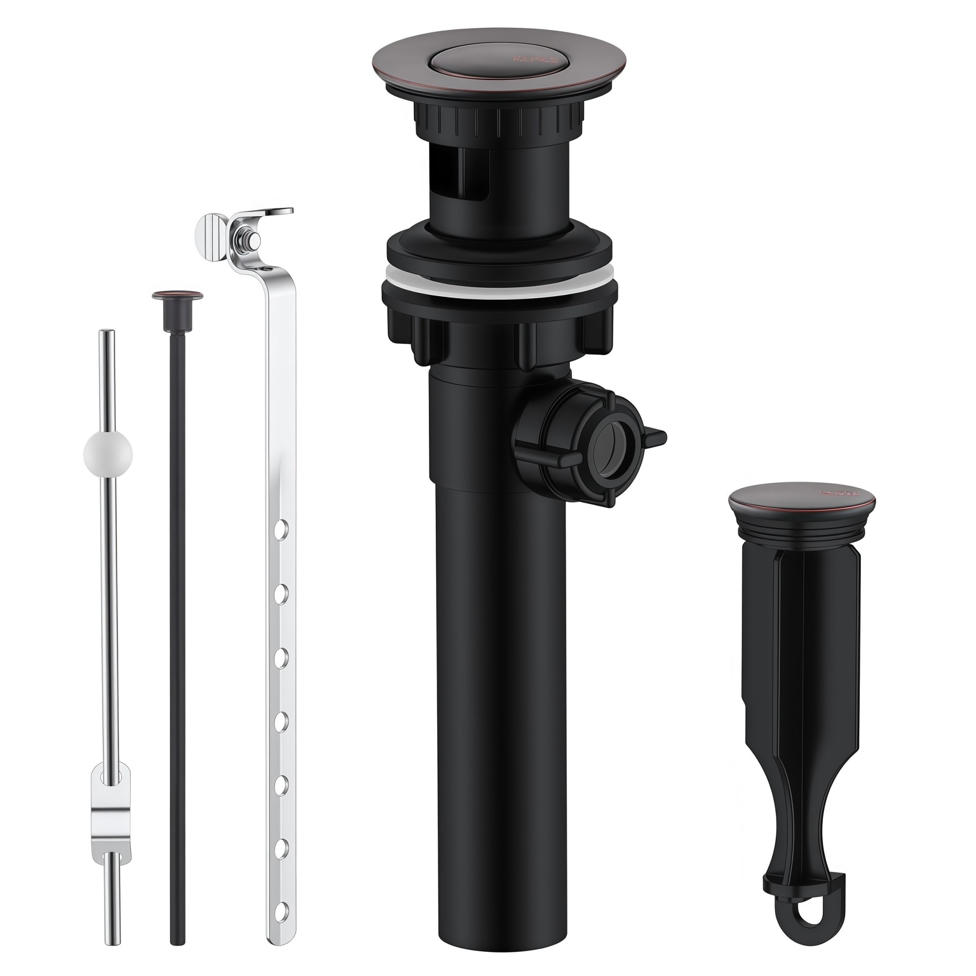 Numhew Universal Oil Rubbed Bronze Bathroom Sink Drain Assembly with Lift Rod Pop Up Drain