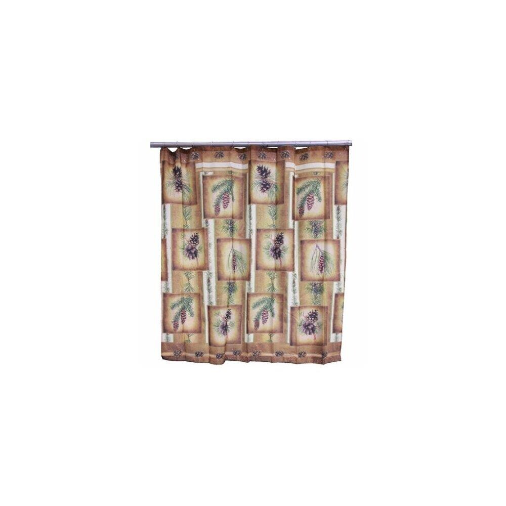  MARCO253 Tranquil Pines Rustic Fabric Patchwork Pine Cone Shower Curtain- 0.1 x 70.75 x 70.75 in.