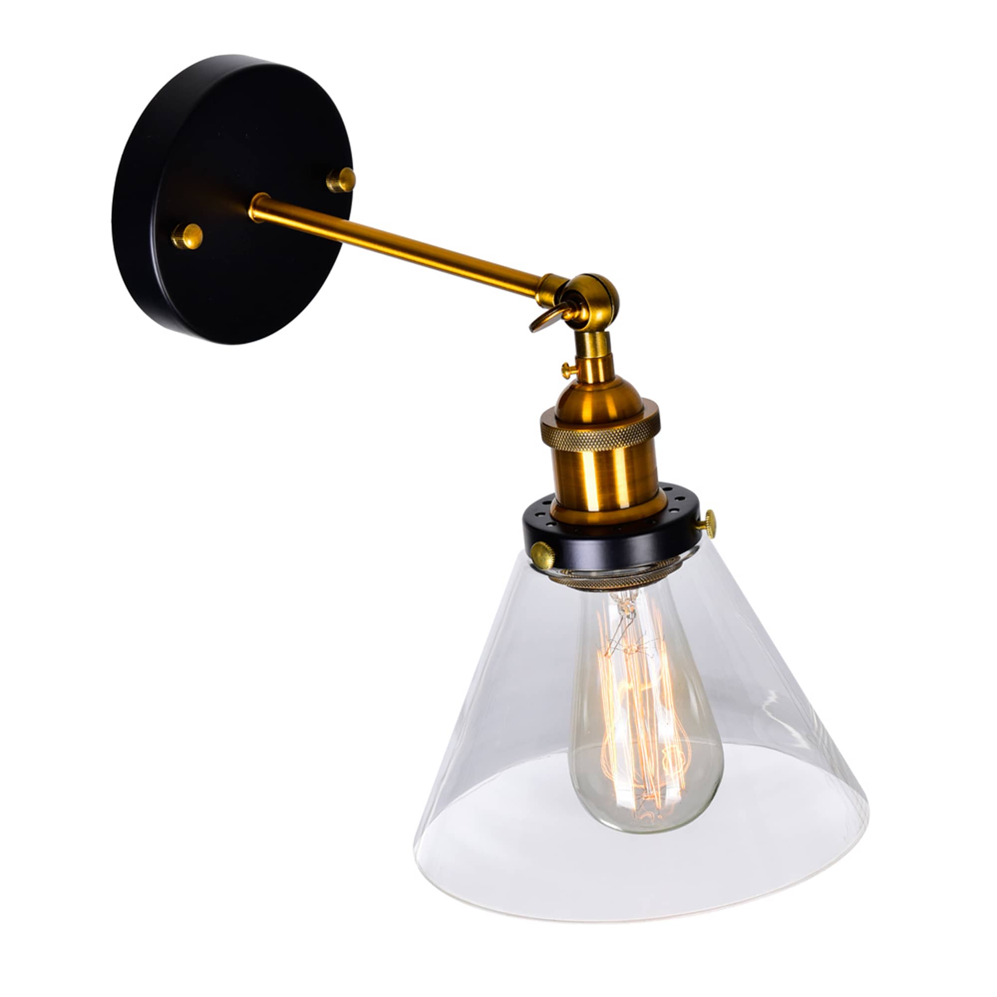 Eustis 12" Black and Gold Brass Direct Wired Sconce
