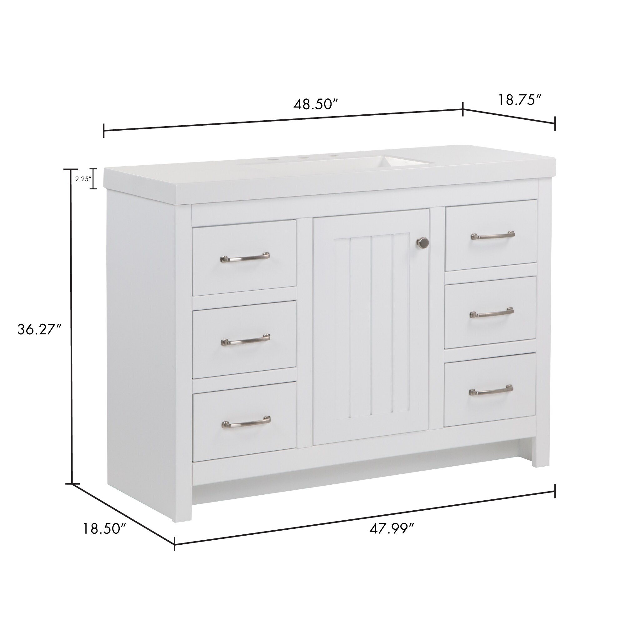 Diamond NOW Tipton 48-in White Single Sink Bathroom Vanity with White ...