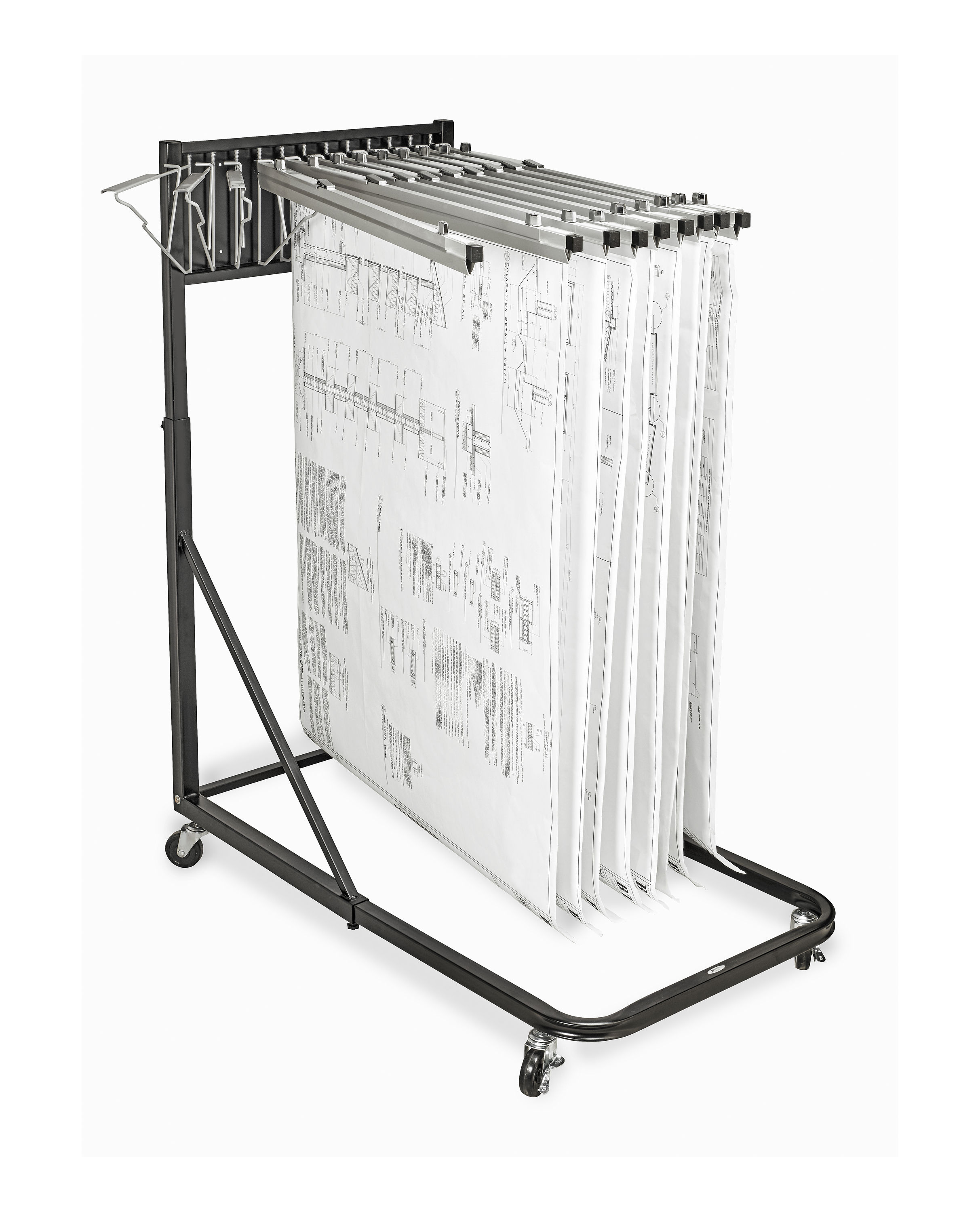 20 Slots Blueprint Poster Storage Rack Metal Roll File Storage Cart with  Wheels
