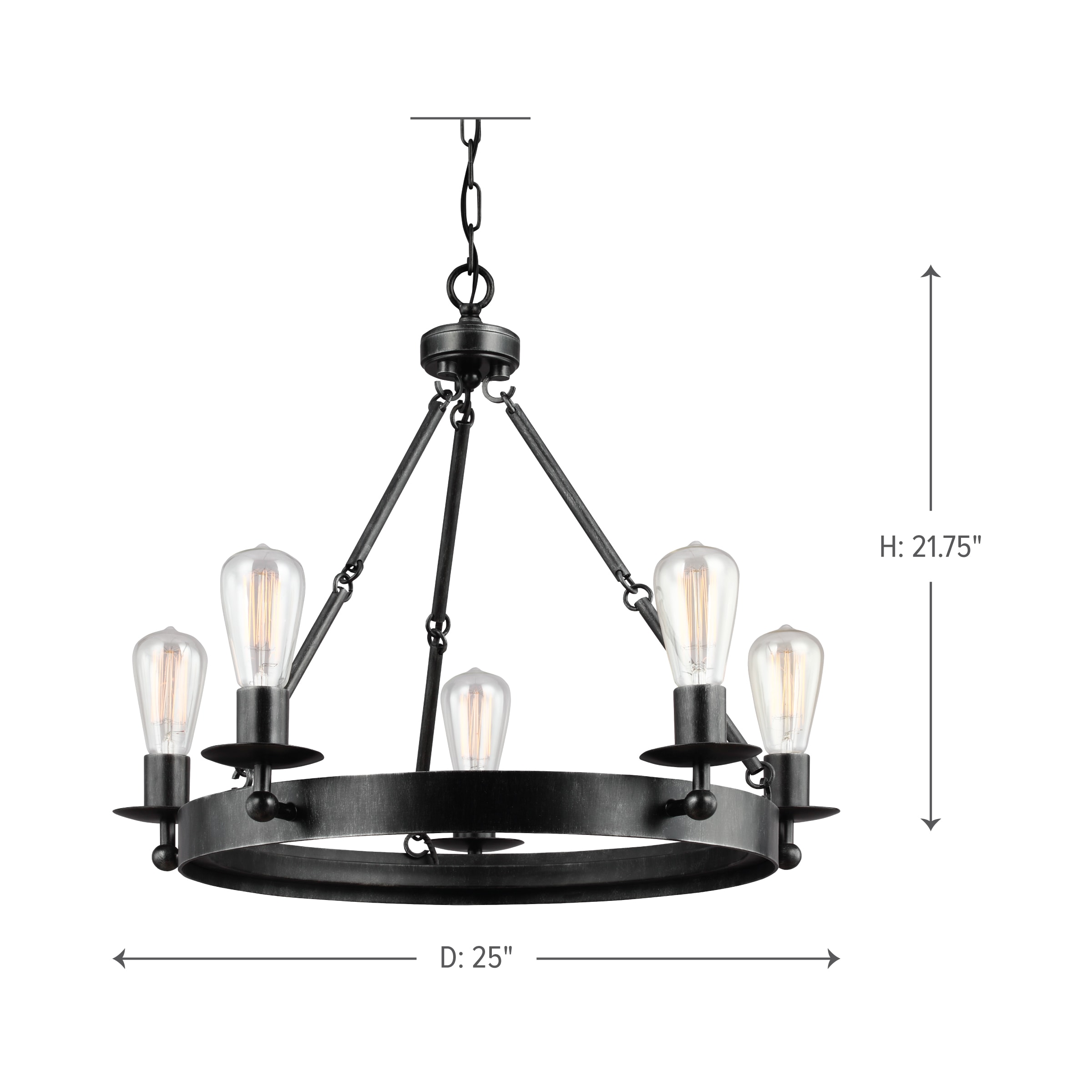Stardust Finish 5-Light Chandelier with Clear Beveled Shade