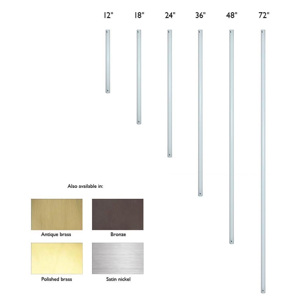 White 18-Inch Steel Ceiling Fan Downrod