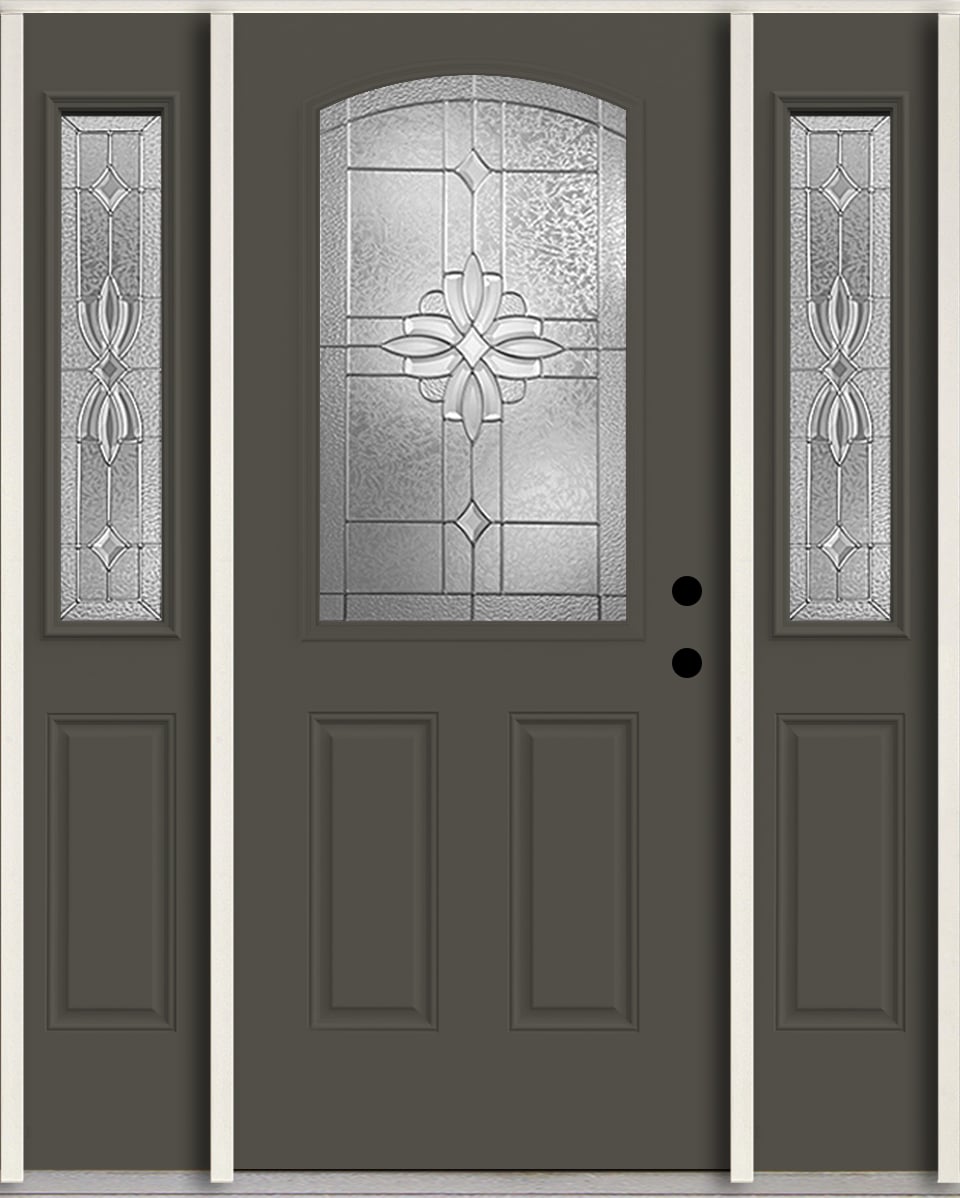 RELIABILT LO964322 Laurel 60-in x 80-in x 4-5/8-in Fiberglass Half lite Left-hand inswing Thunder Gray Paint Painted Prehung Front Door with Sidelights Insulating core