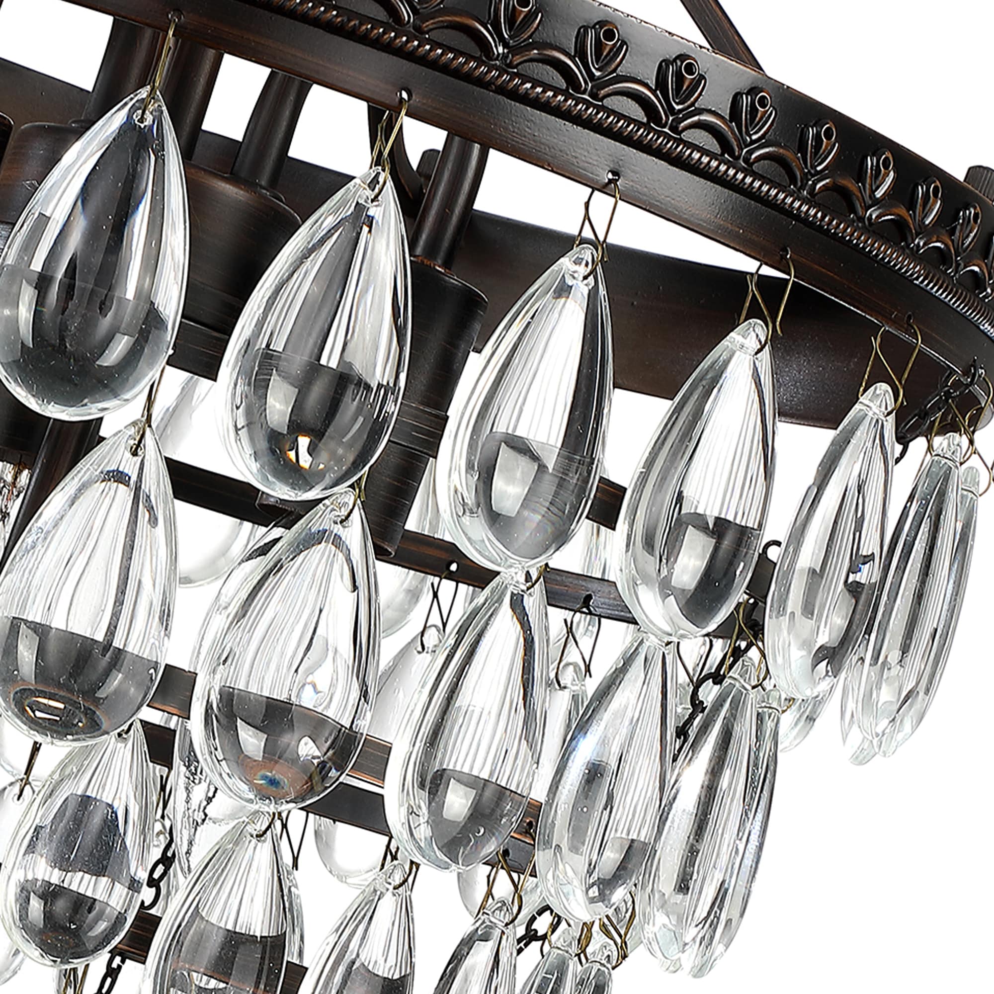Black Crystal Tiered Pendant Chandelier with Glass Accents