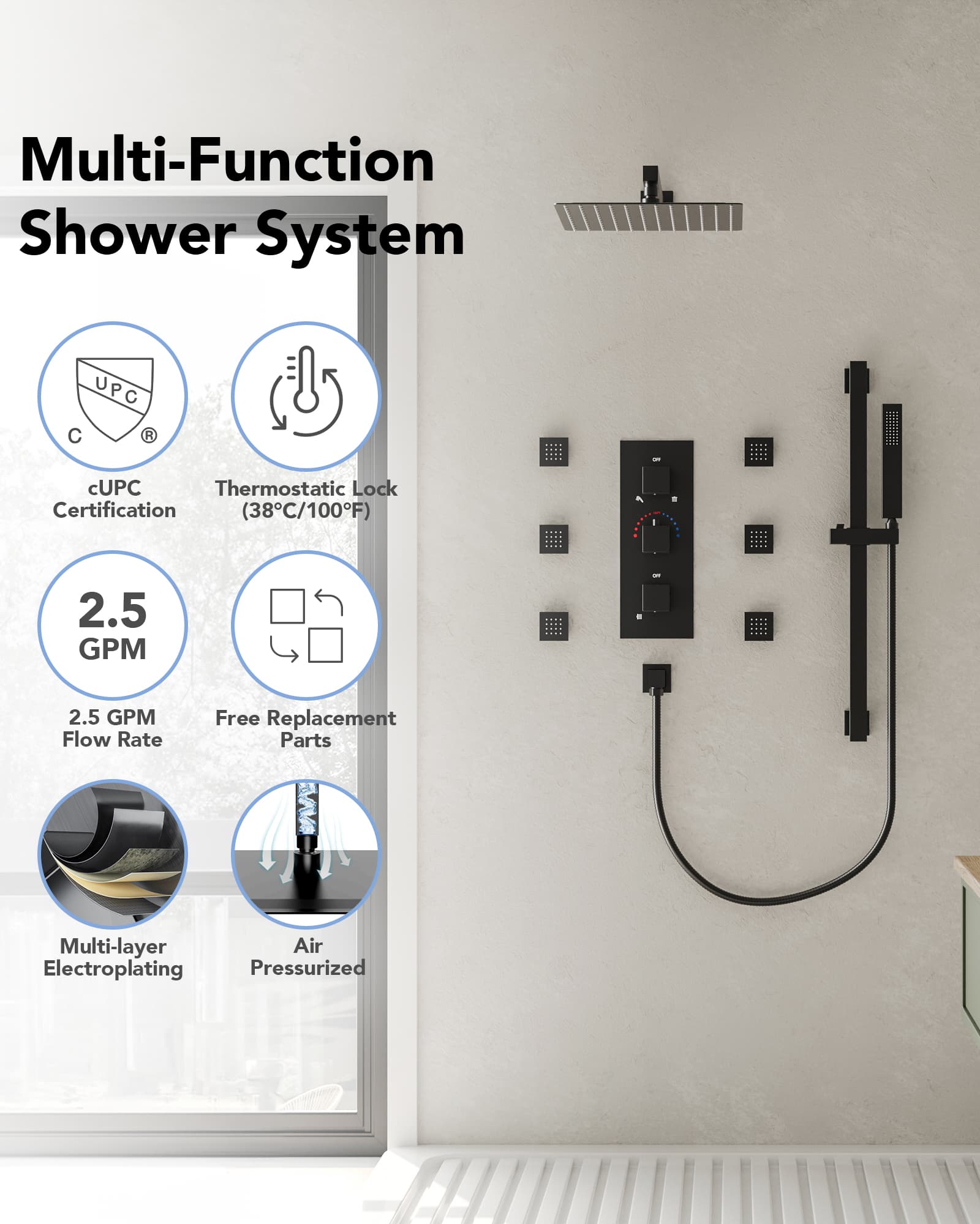 EVERSTEIN SFS-1016-BK12 Tub-Shower-Faucets - View #2