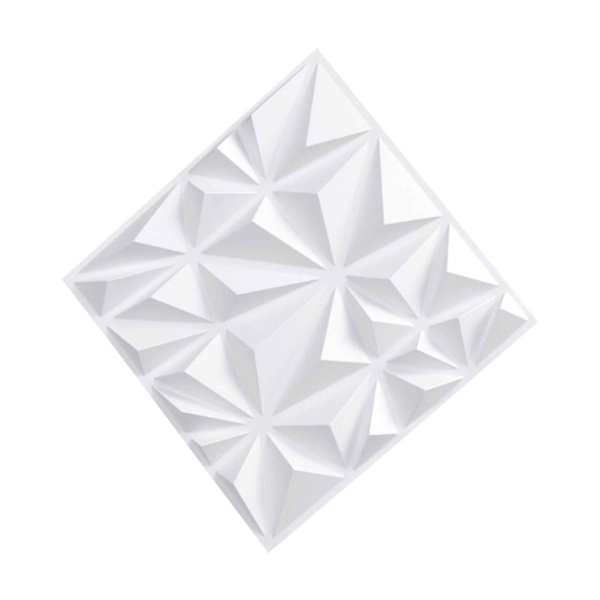 OGETFUUR 33 Pack 11.81 Inch 3D PVC Wall Panels Matte White Diamond Pattern Accent Tiles 32 SqFt Coverage for Interior Home Decor