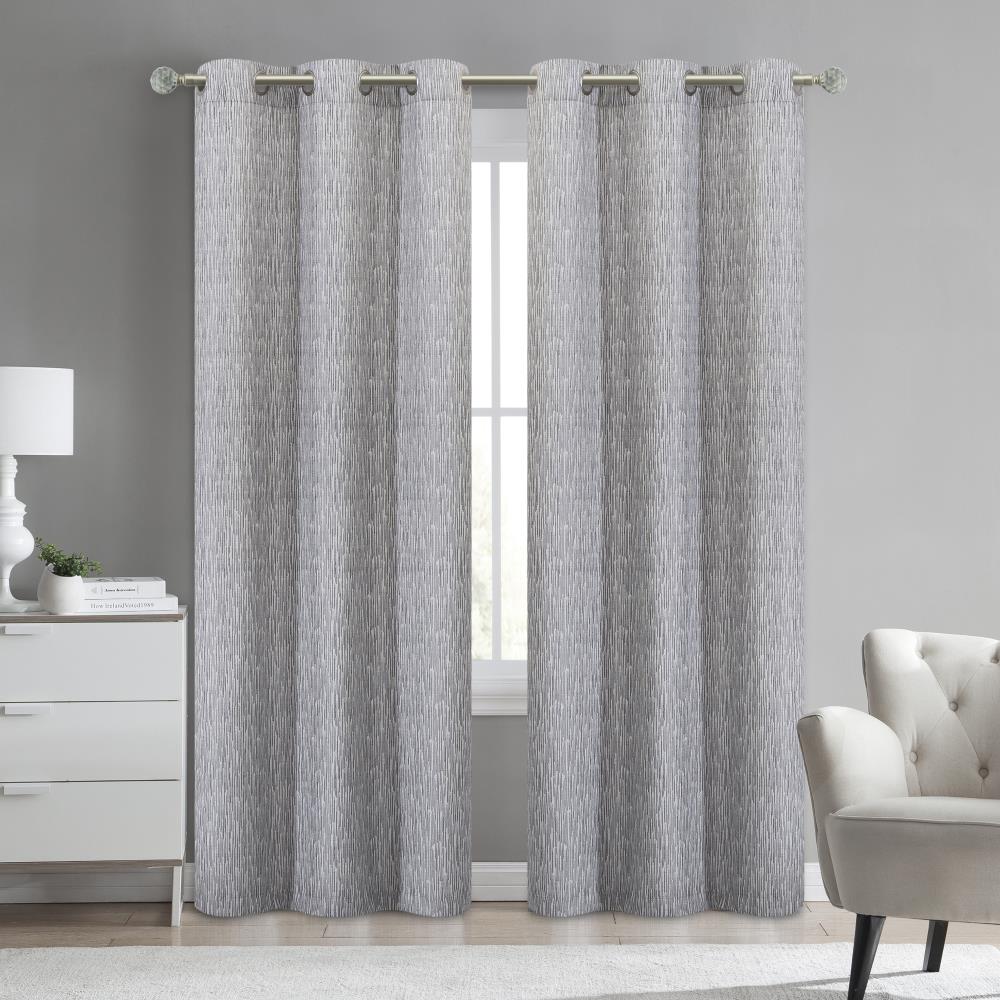 Dainty Home 84-in Silver Polyester Room Darkening Grommet Curtain Panel ...