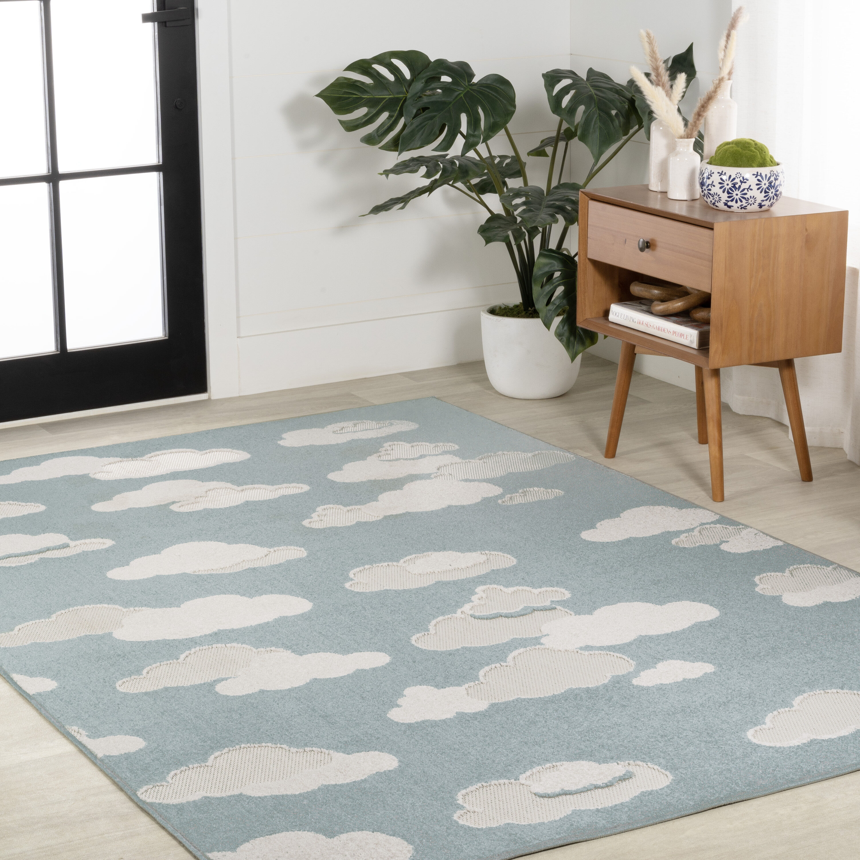 Hedwig Blue and Ivory Cloud Scandi 3x5 Area Rug