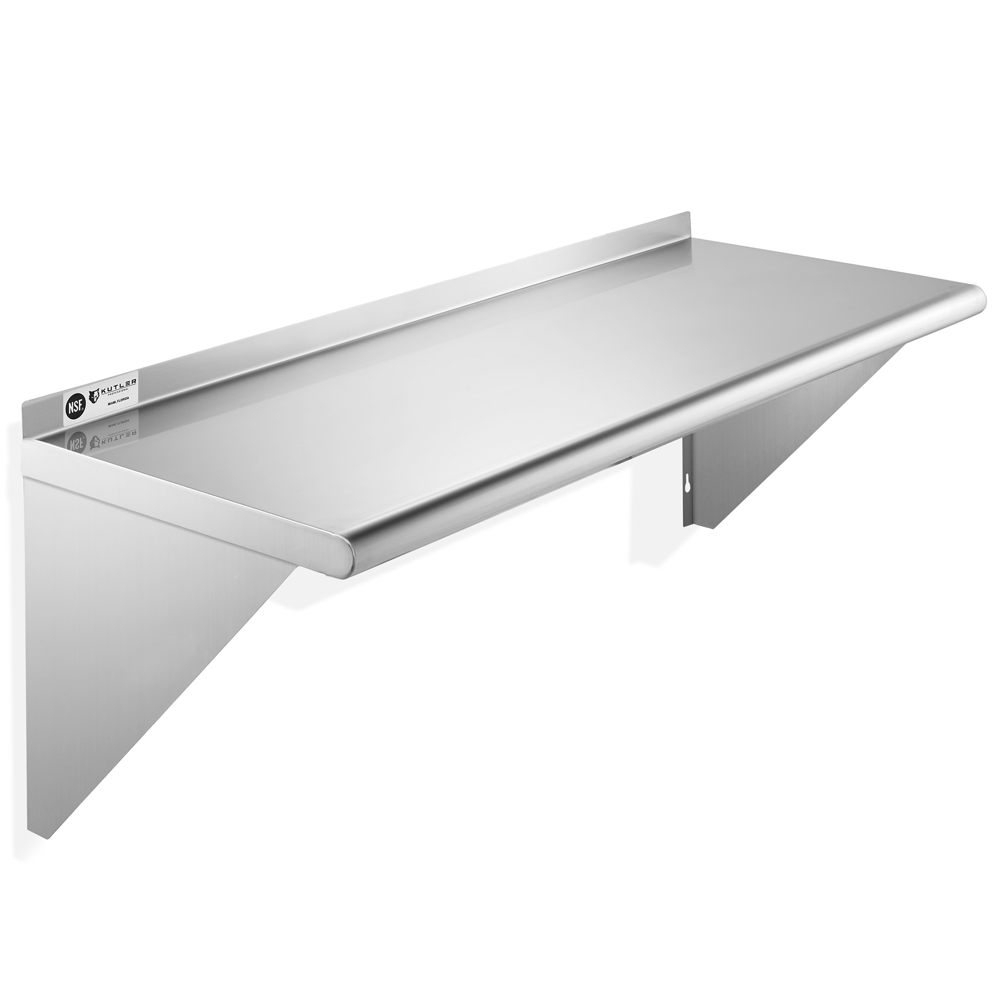 KUTLER 14" x 36" Stainless Steel Shelf, NSF Commercial Wall Mount Shelves w/ Backsplash, Floating Metal Mounted Shelving for Restaurant, Kitchen, Home
