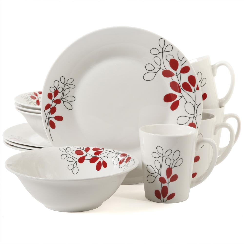 Gibson 12-Piece Red Ceramic Dinnerware in the Dinnerware department at ...