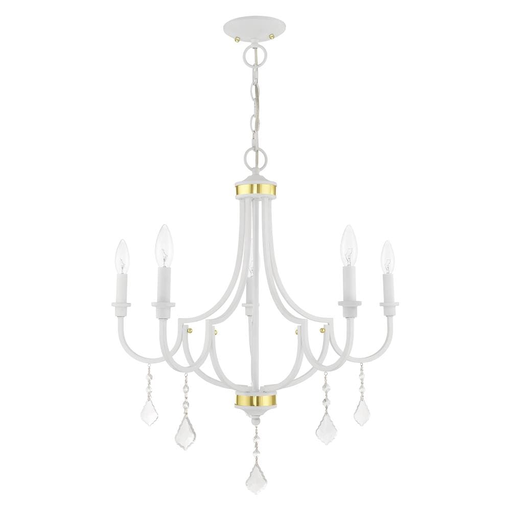 White Mini Crystal 5-Light Candelabra Chandelier