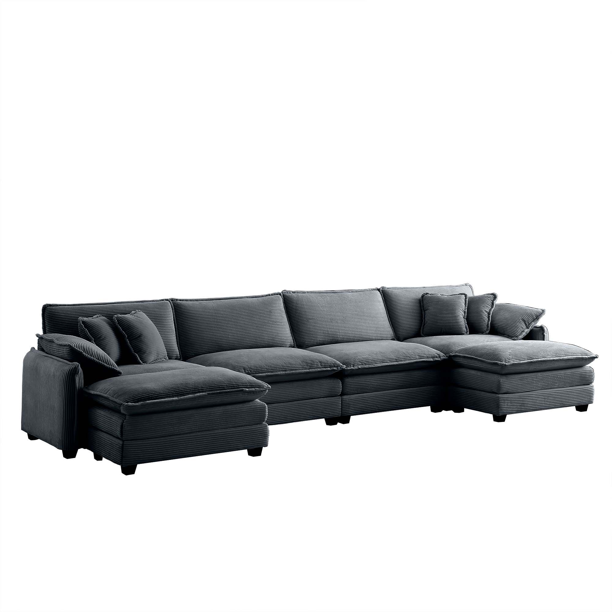 SINOFURN SYA020319GY 150.4-in Modern Gray 4 -seater Sectional