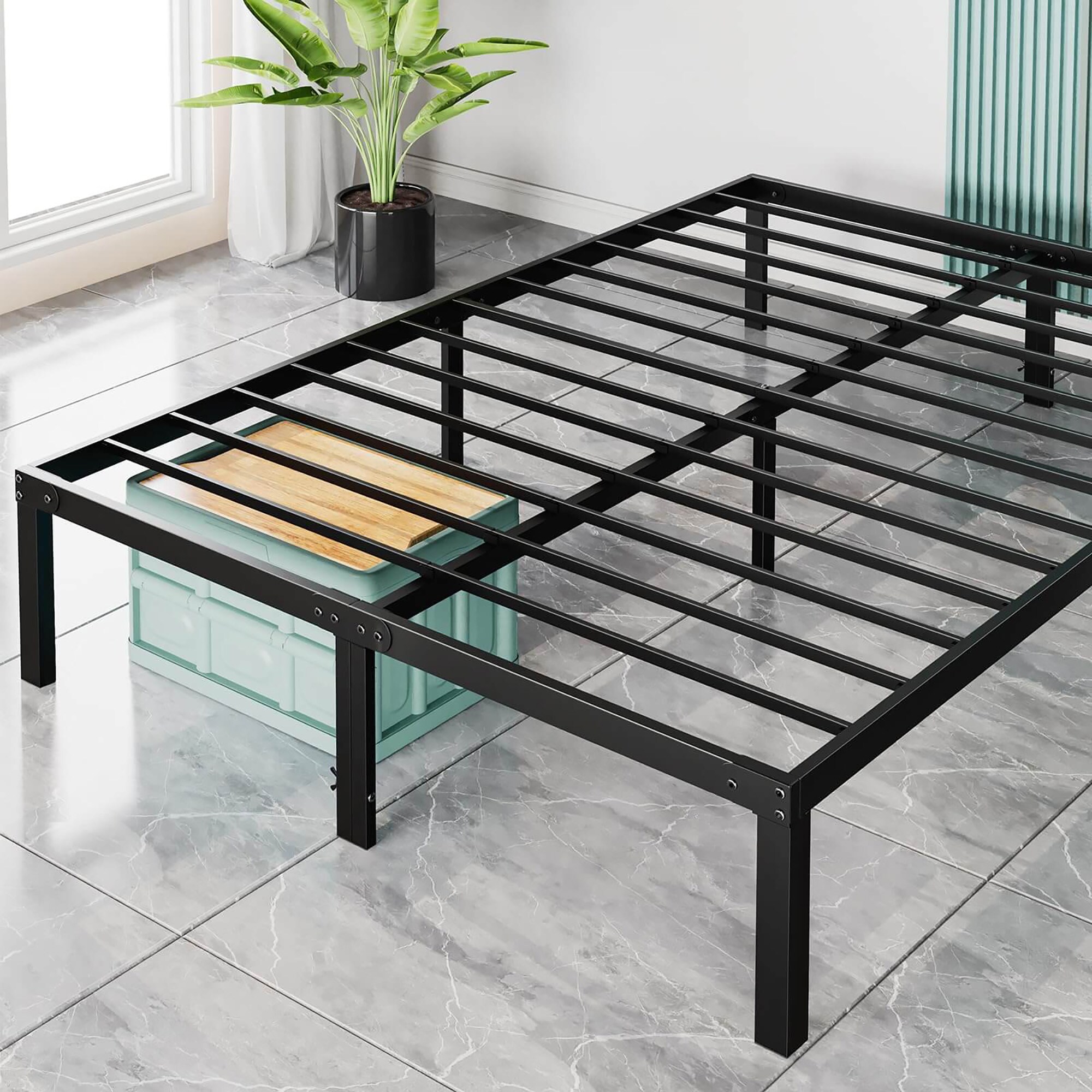 King Heavy Duty Metal Bed Frame Black King Beds at Lowes.com