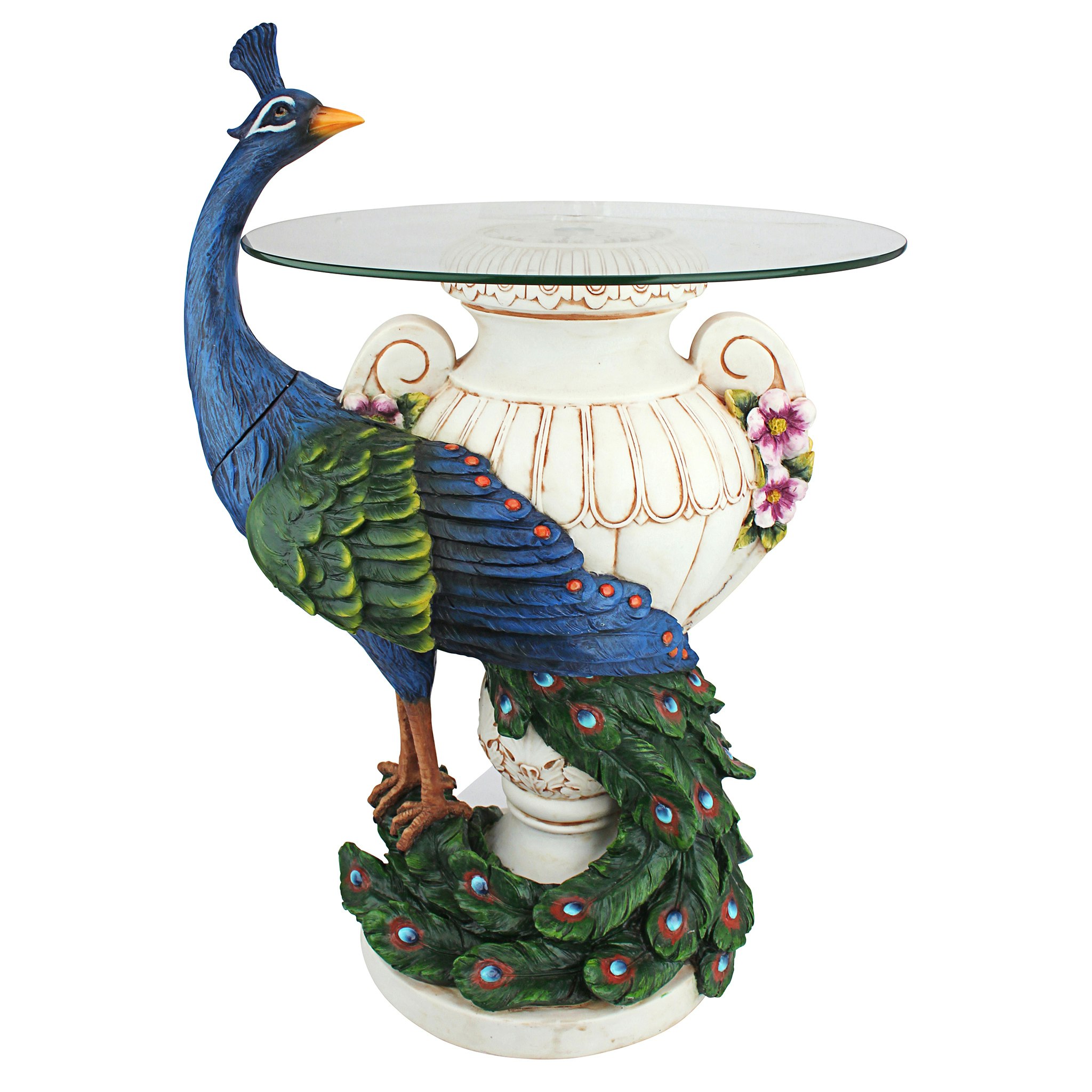 Design Toscano KY4128 17.5-Inches W x 25-Inches H Full Color Glass Round Eclectic End Table Assembly Required