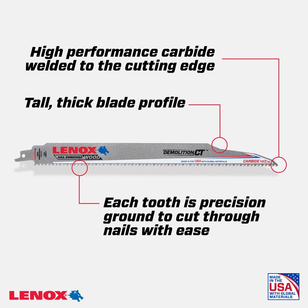 LENOX Carbide Tooth 12-in 6 Tpi Demolition Reciprocating Saw Blade
