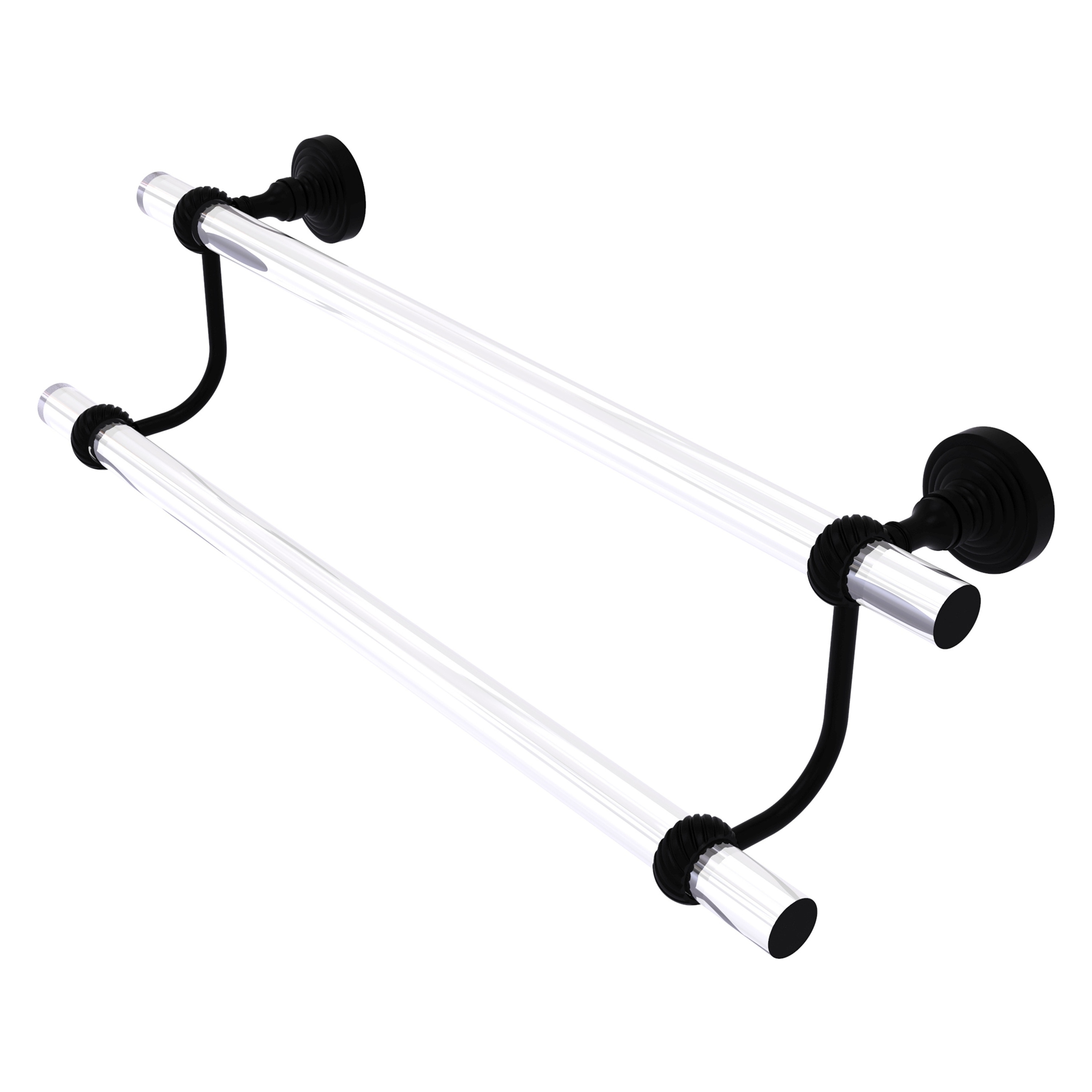 Allied Brass PG-72T-18-BKM Pacific Grove 18-in double Matte Black Wall mount Double Towel Bar