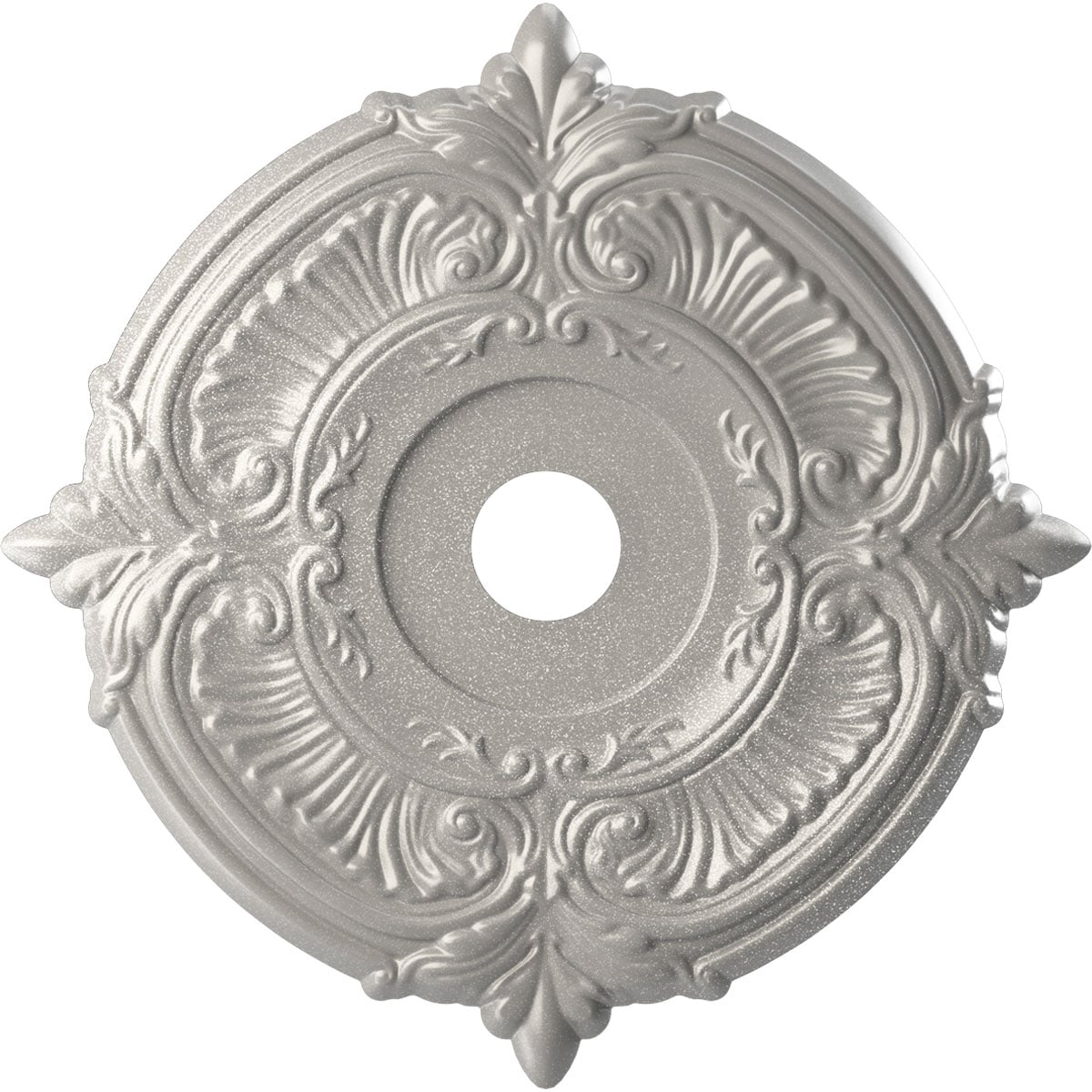 Ekena Millwork CMP22ATASV Attica Thermoformed 22-in W x 22-in L Painted Textured Metallic Silver PVC Whole Ceiling Medallion