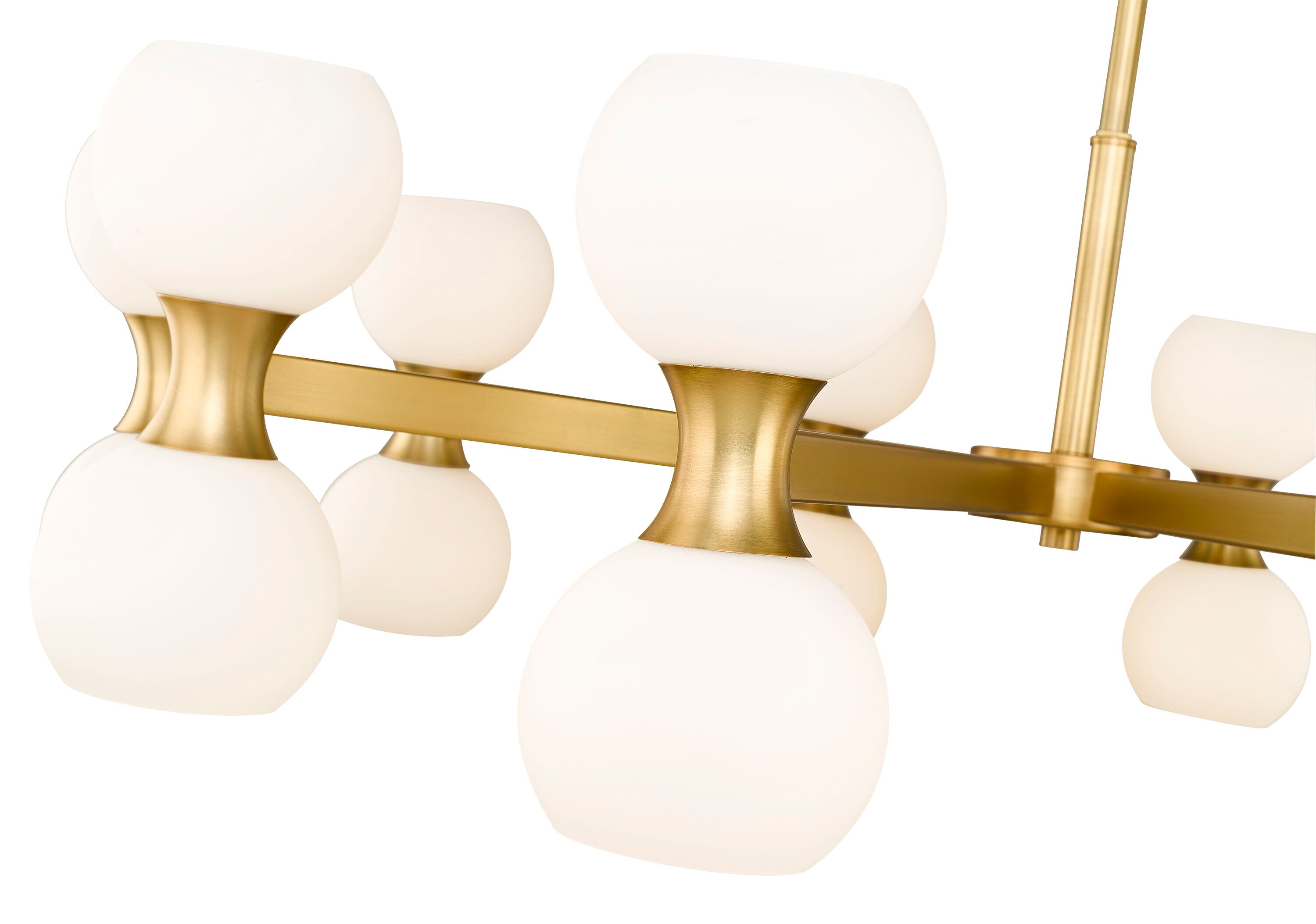 Artemis 42'' Gold Chandelier with Opal Glass Shades