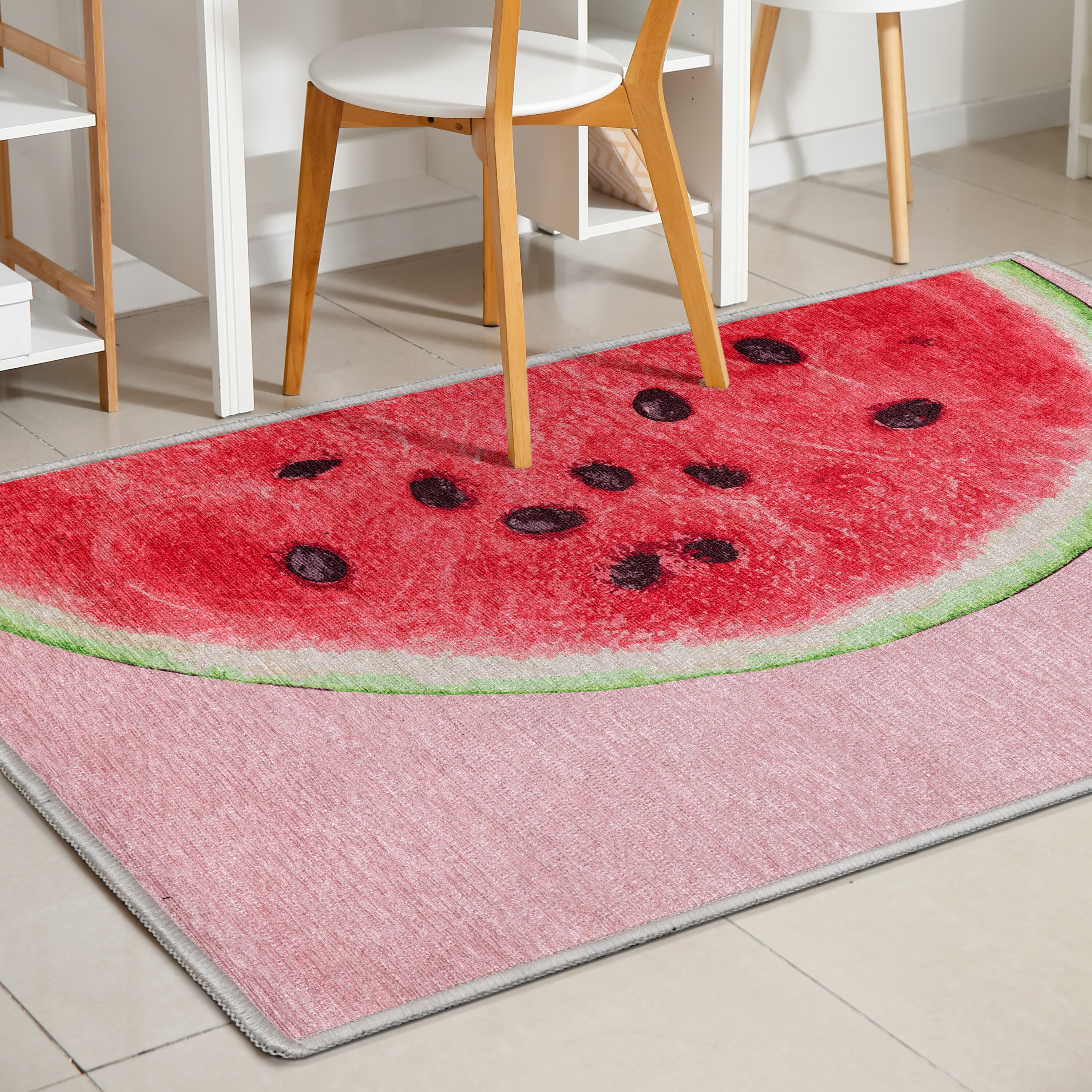 Well Woven W-AP-15A-4 3 x 5 (ft) Flatweave Polyester Red Pink Rectangular Indoor Mid-Century Modern Area rug