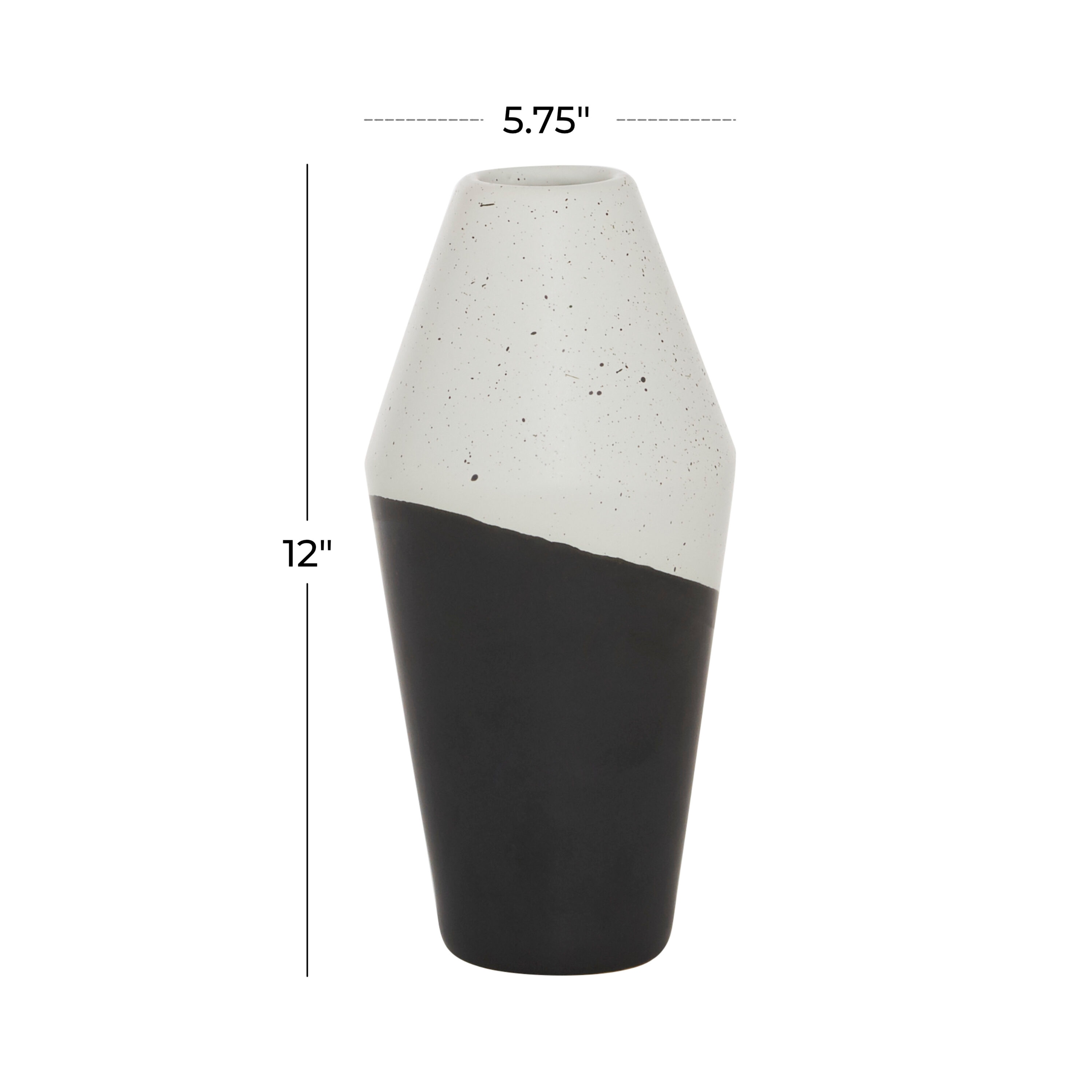 Medium Black and White Ceramic Color Block Bud Vase