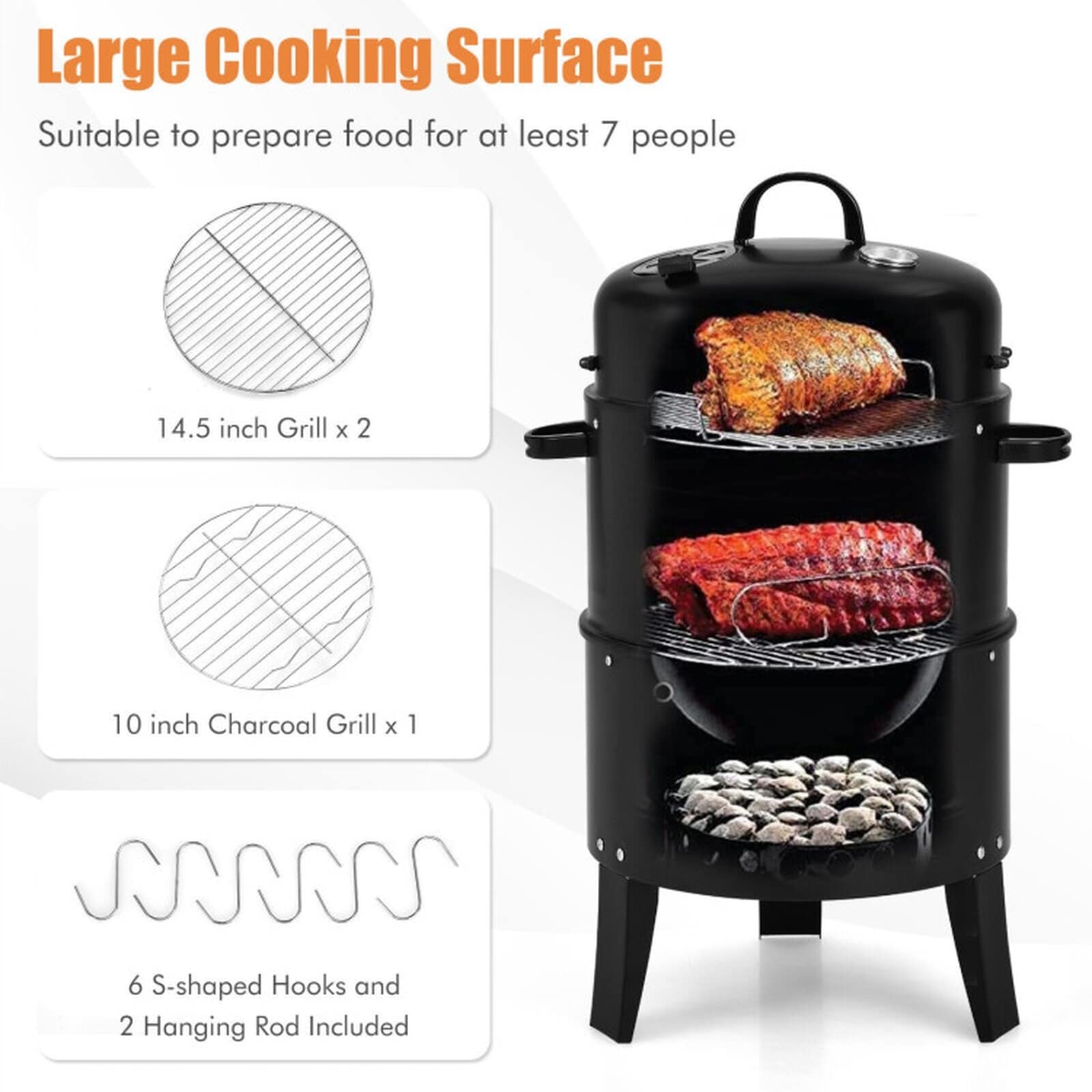 SUGIFT LW108SUGHY646 Charcoal-Smokers - View #6