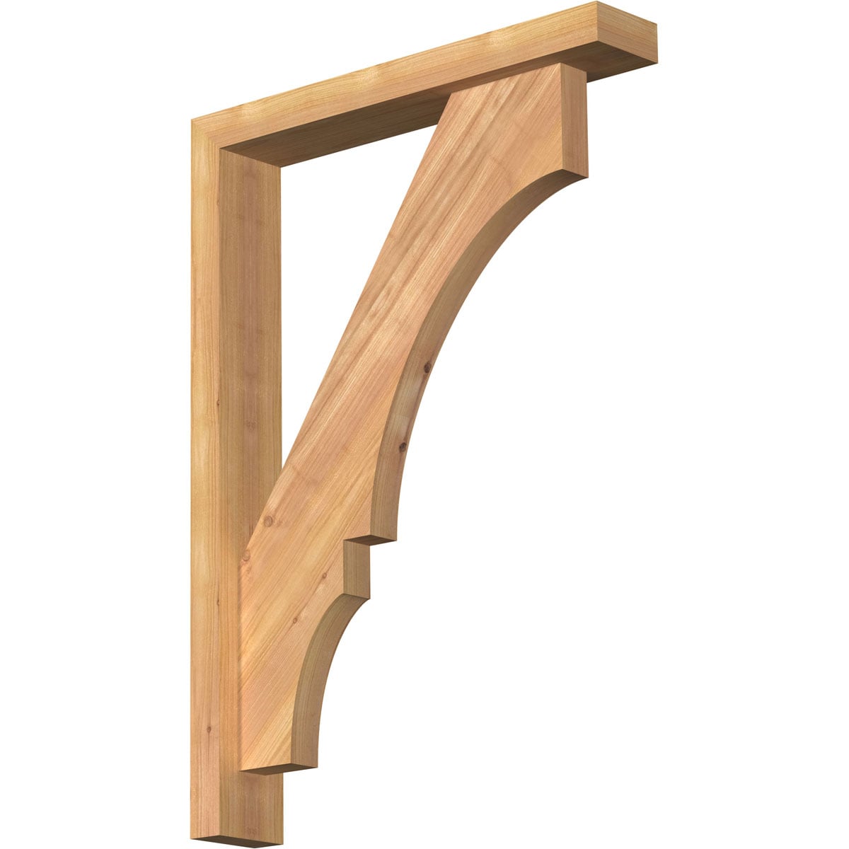 Ekena Millwork 1461918 Balboa Block Smooth Bracket with Offset Brace 3-1/2-in x 20-in x 28-in Western red cedar Brown Wood Standard bracket