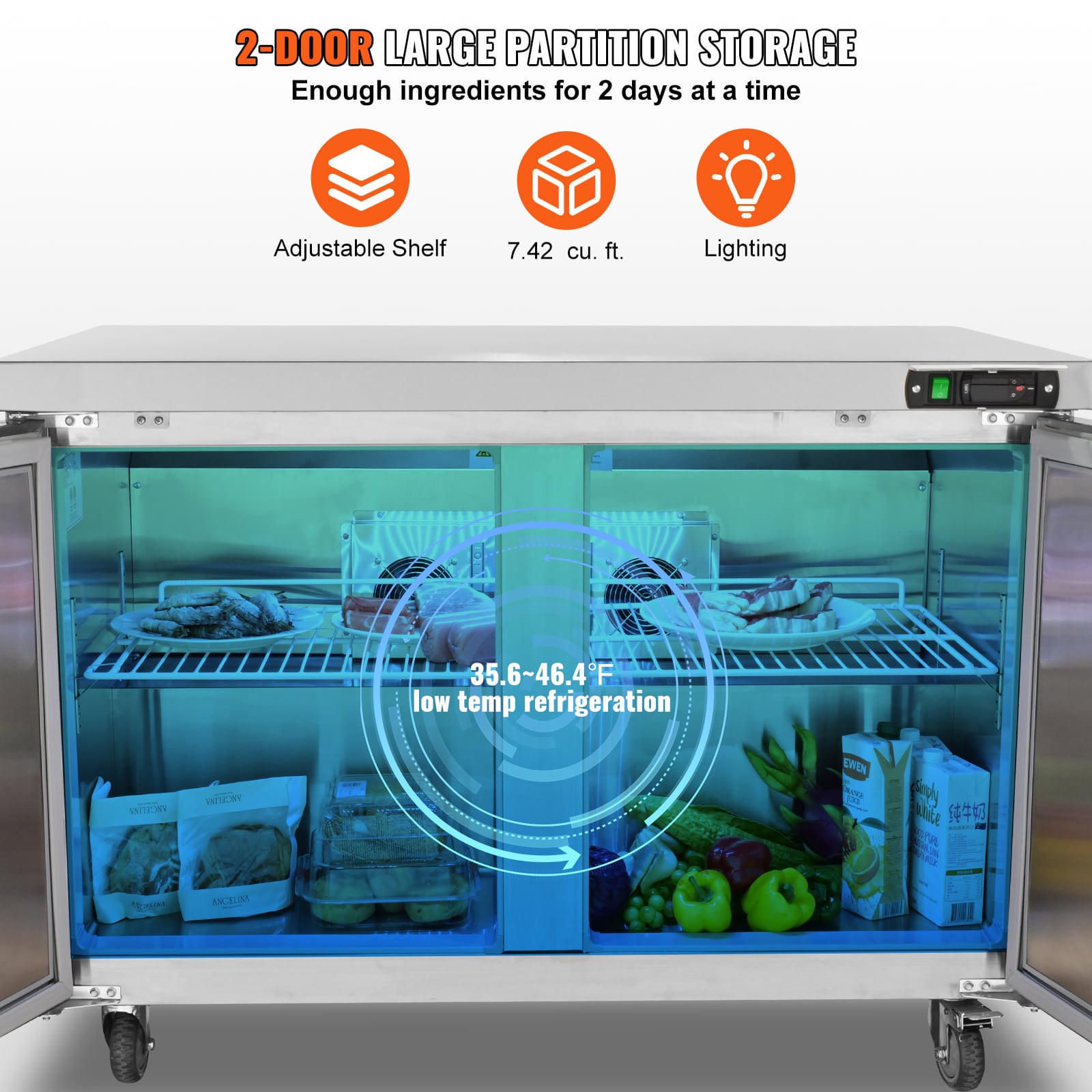 VEVOR FLWSLZGZT129CSXB6V1 Refrig-Prep-Tables - View #4