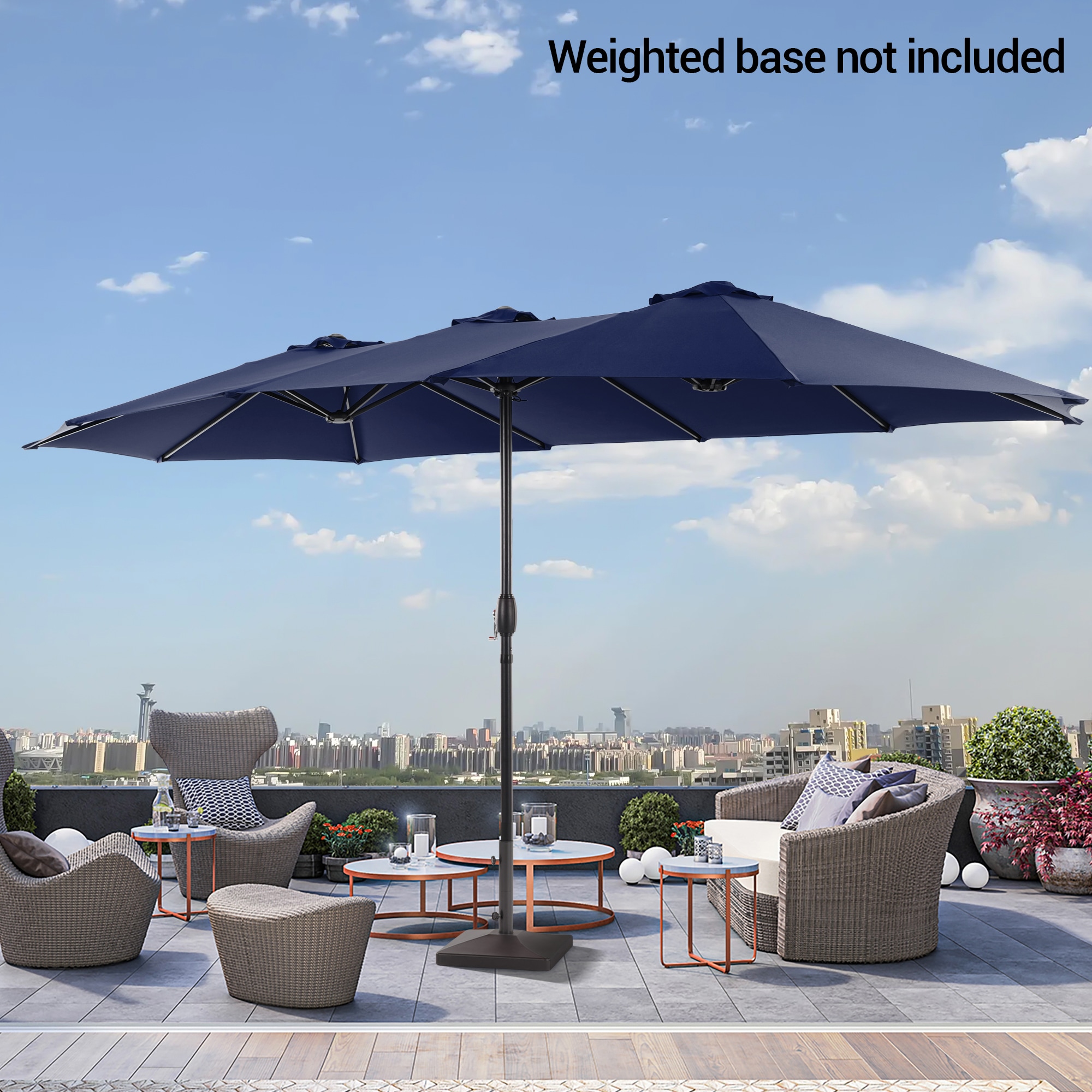 ACEGOSES LW-MK-460NY-B 15-Feet Aluminum Blue No-tilt Market Patio Umbrella